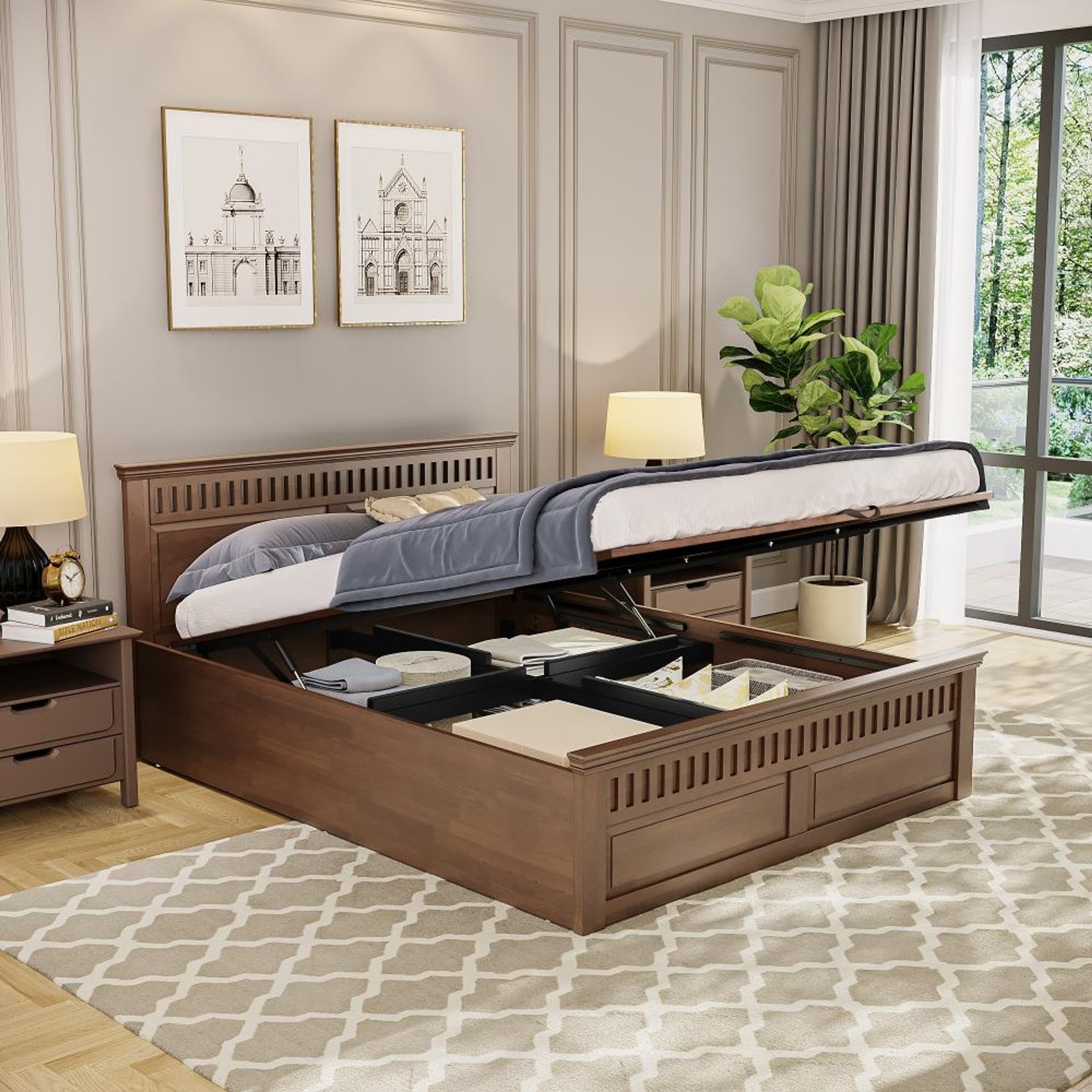 Wakefit Pegasi Queen Hydraulic Storage Bed Queen - 78" x 60\