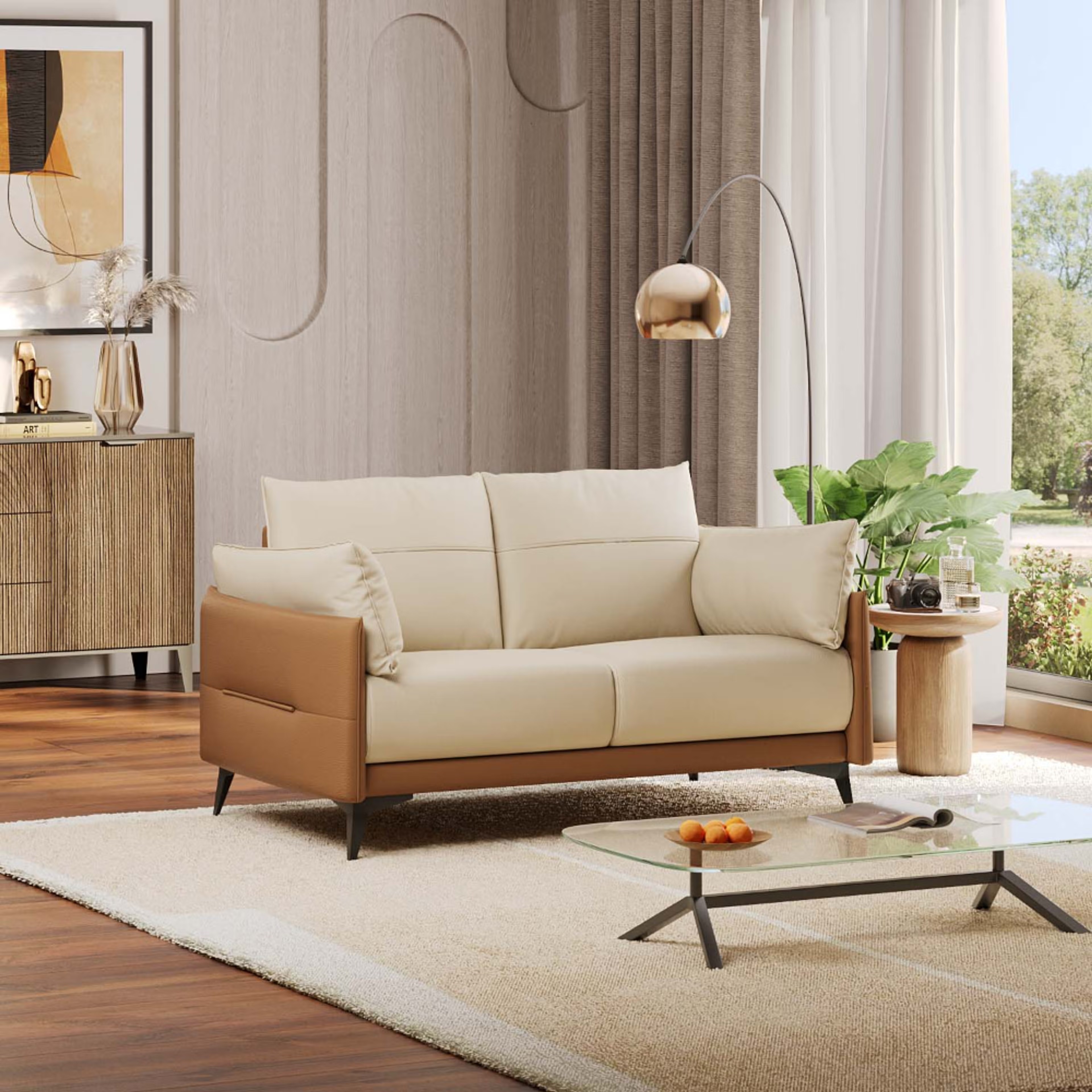 Home 40 Wakefit Komodo Sofa - Two Seater Regular, 2 Seater, Camel & Beige