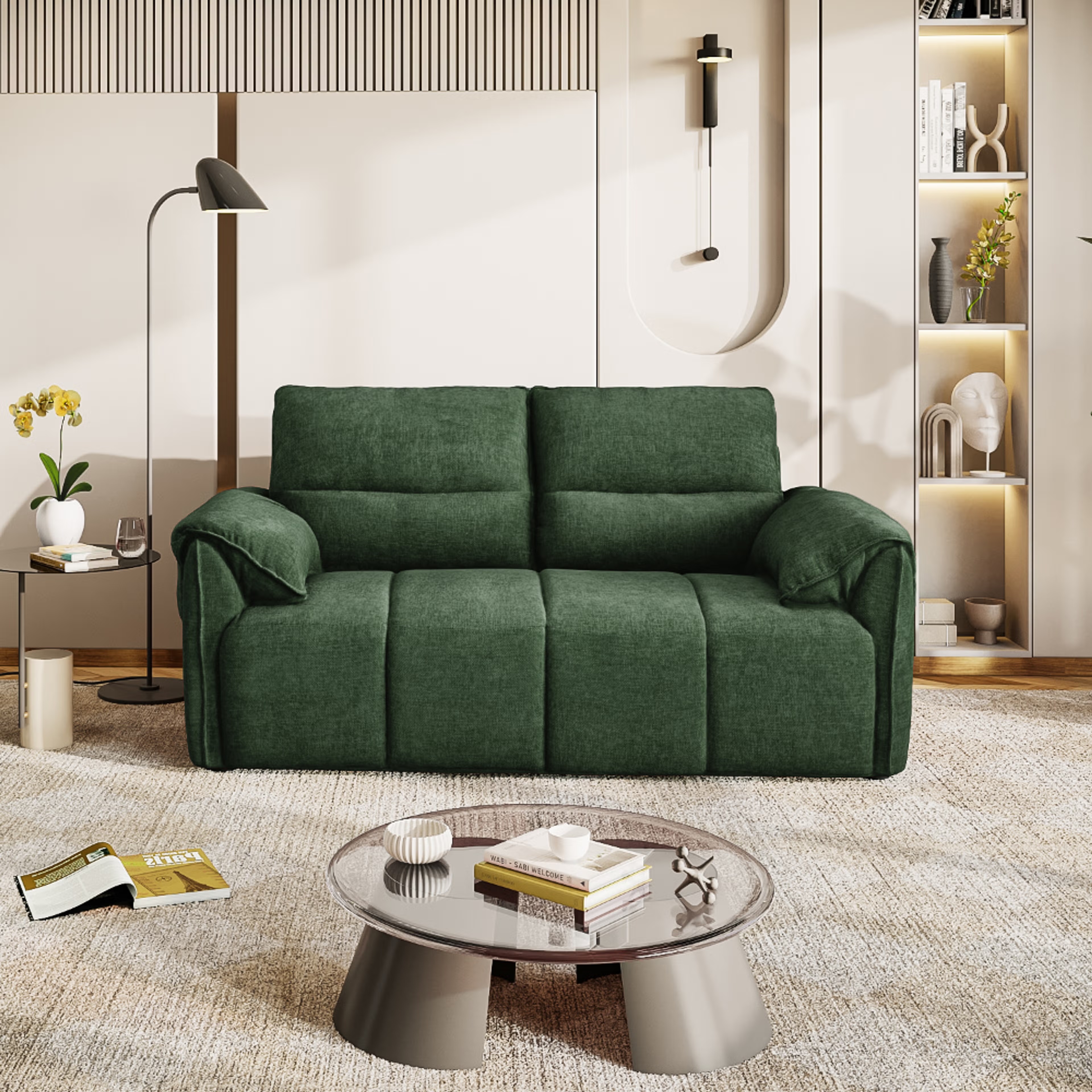 Wakefit Naxos Sofa - Two Seater Regular, 2 Seater, Green