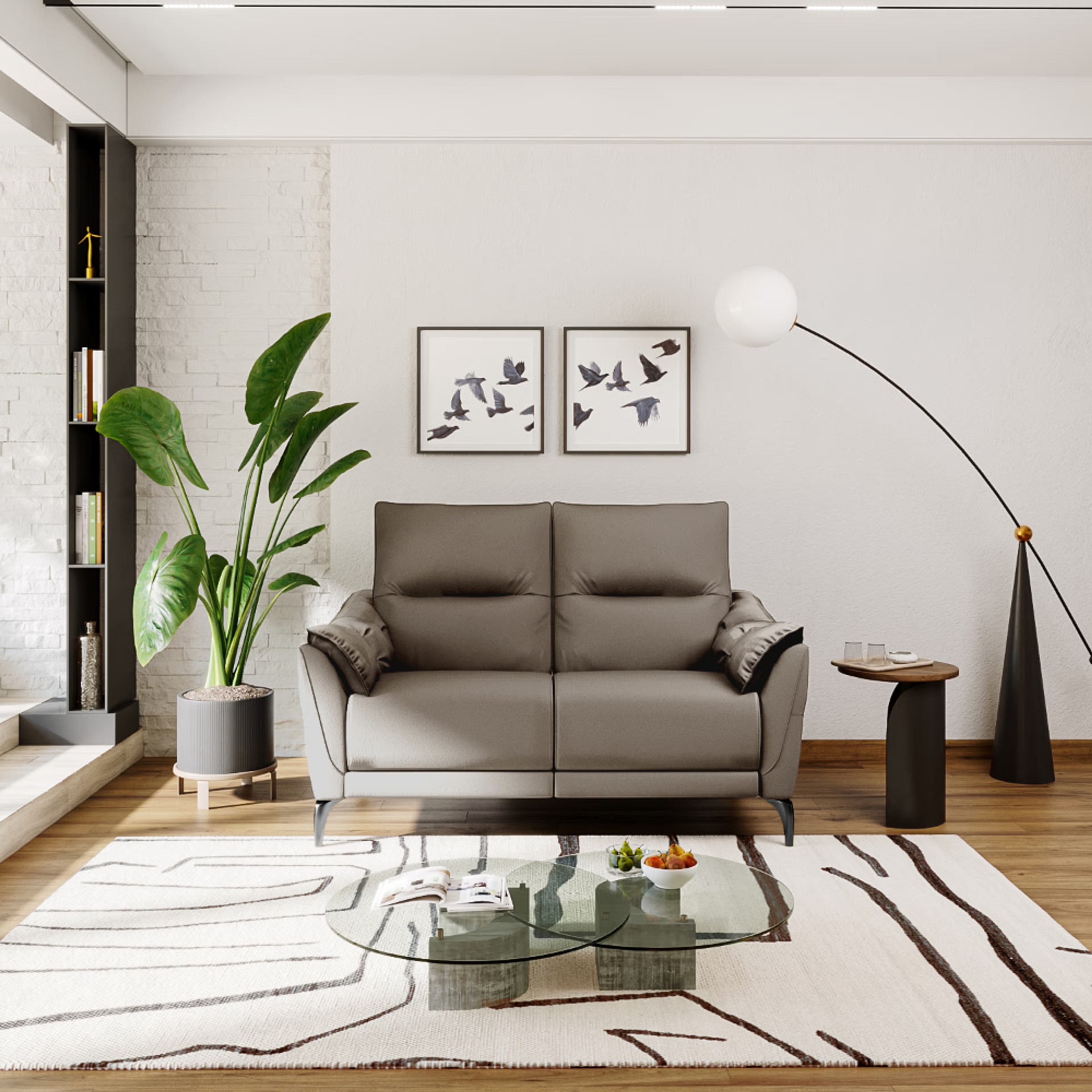 Wakefit Tuvalu Sofa without Motion - Two Seater Regular, Standard, Without Motion, 2 Seater, Grey