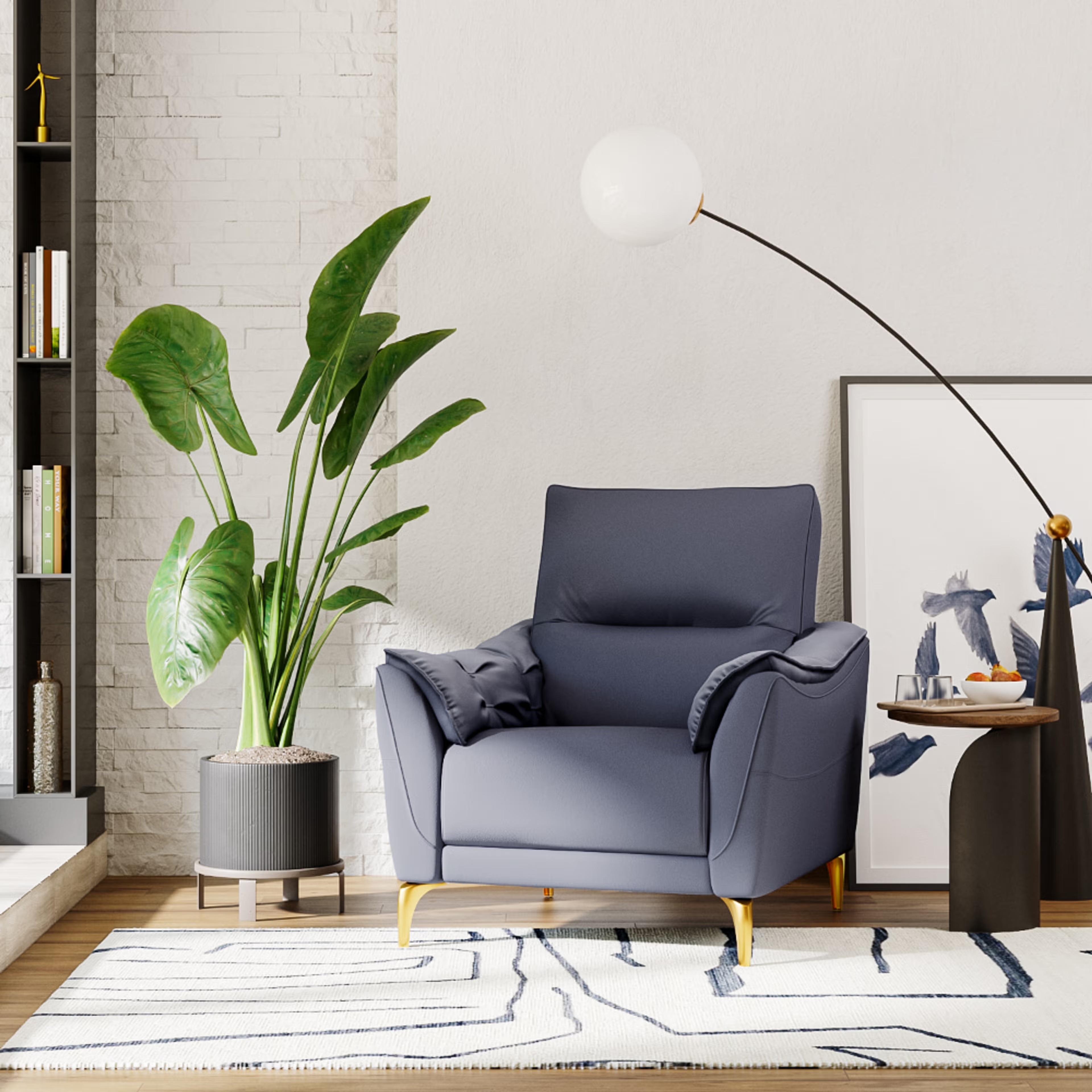 Home 40 Wakefit Tuvalu Sofa without Motion - Single Seater Regular, Standard, Without Motion, 1 Seater, Blue