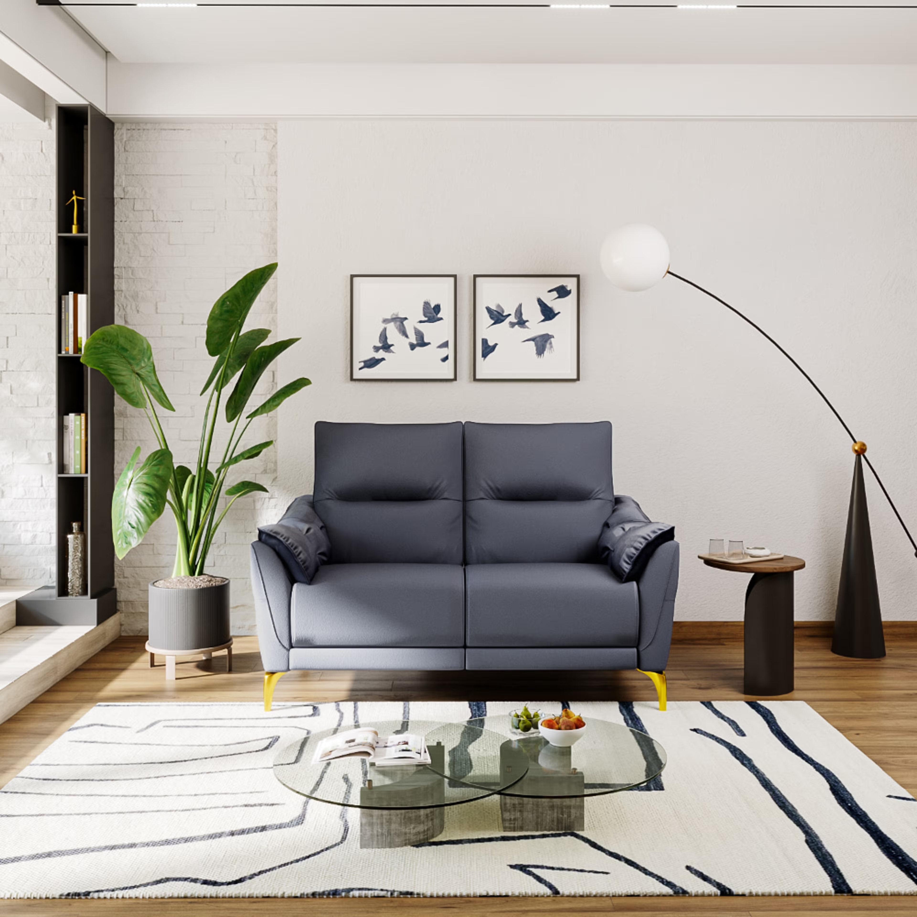 Wakefit Tuvalu Sofa without Motion - Two Seater Regular, Standard, Without Motion, 2 Seater, Blue
