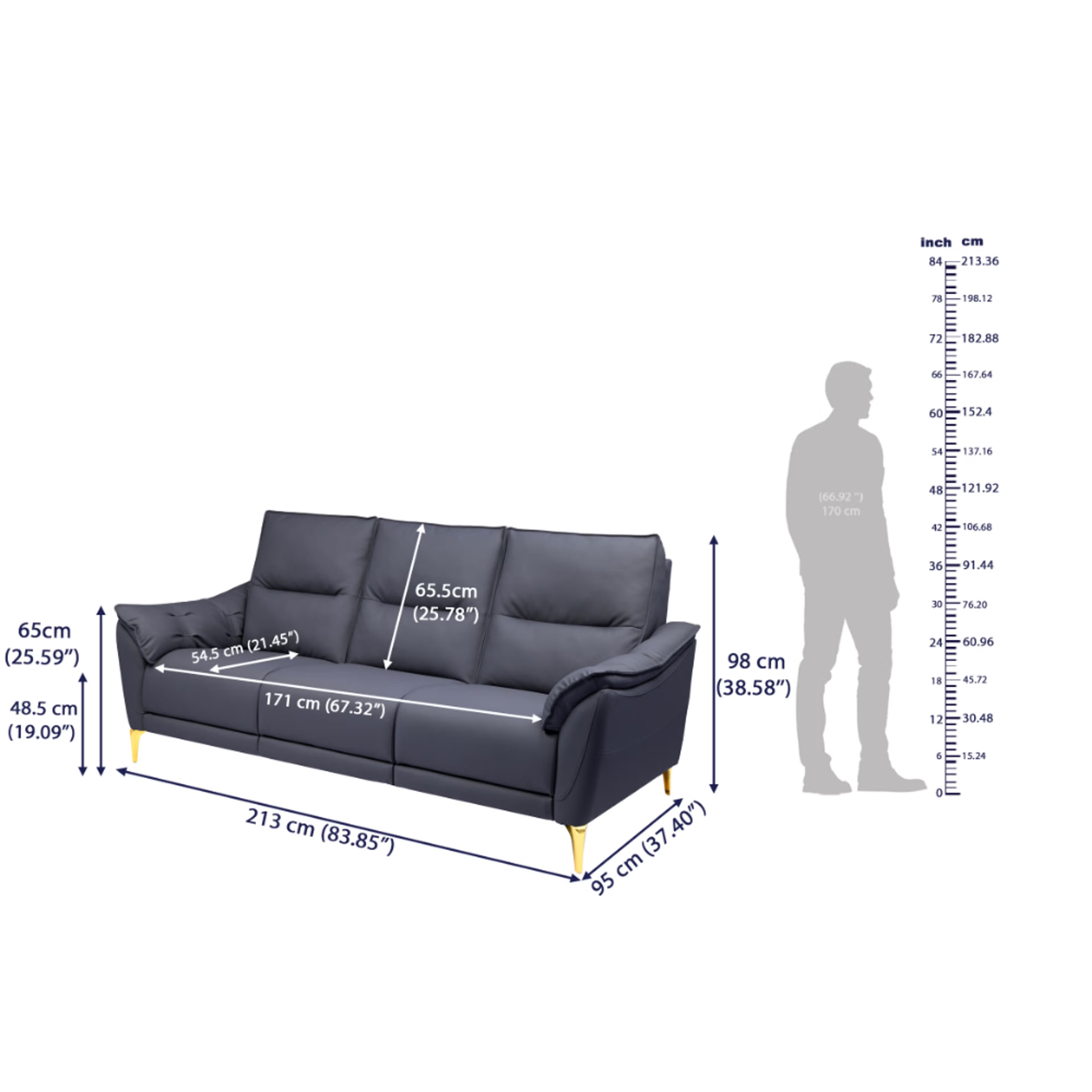 Wakefit Tuvalu Sofa without Motion - Three Seater Regular, Standard, Without Motion, 3 Seater, Blue 8 Wakefit Tuvalu Sofa without Motion - Three Seater Regular, Standard, Without Motion, 3 Seater, Blue