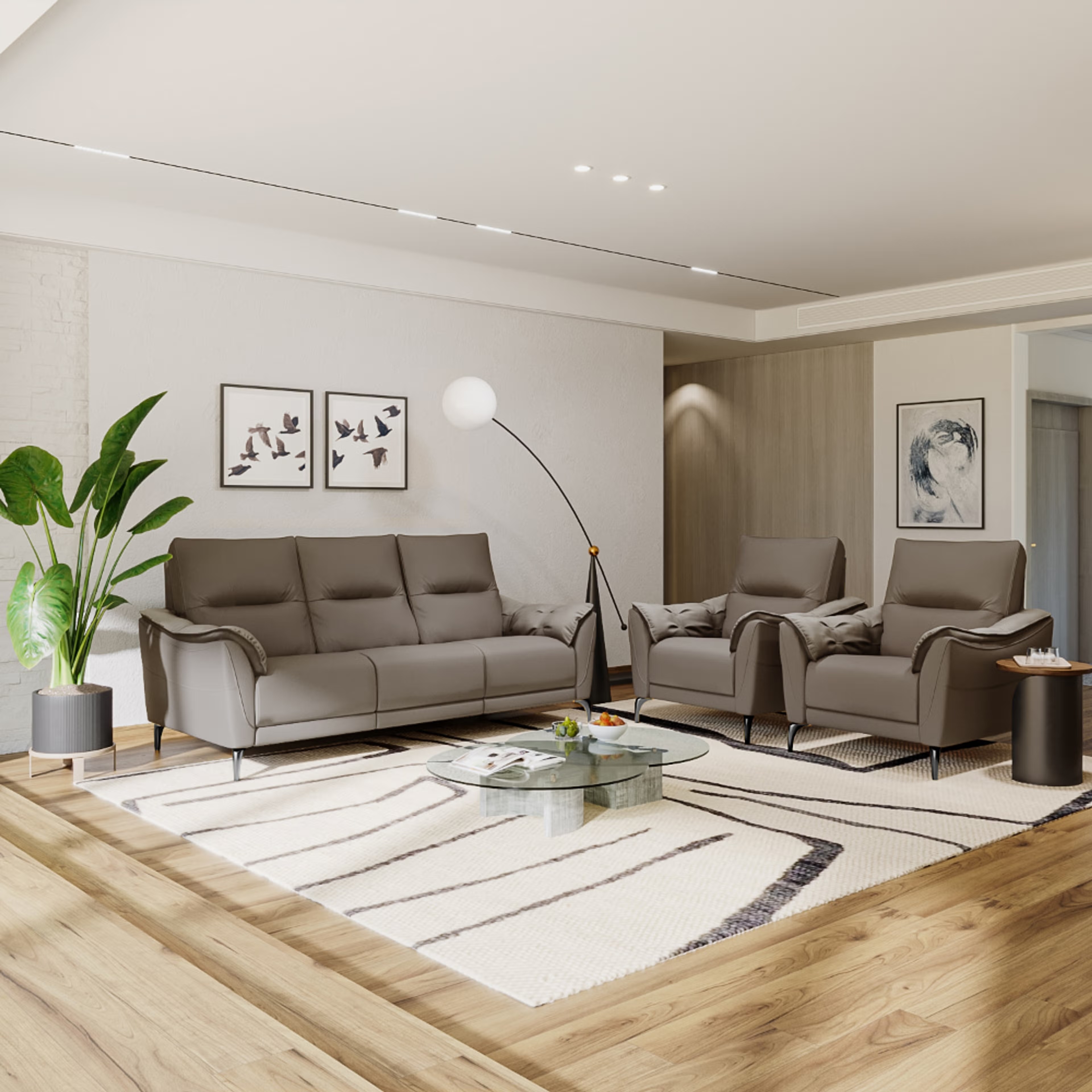 Wakefit Tuvalu without Motion Sofa Set (3+1+1) Seater Regular, Standard, Without Motion, Set (3+1+1), Grey