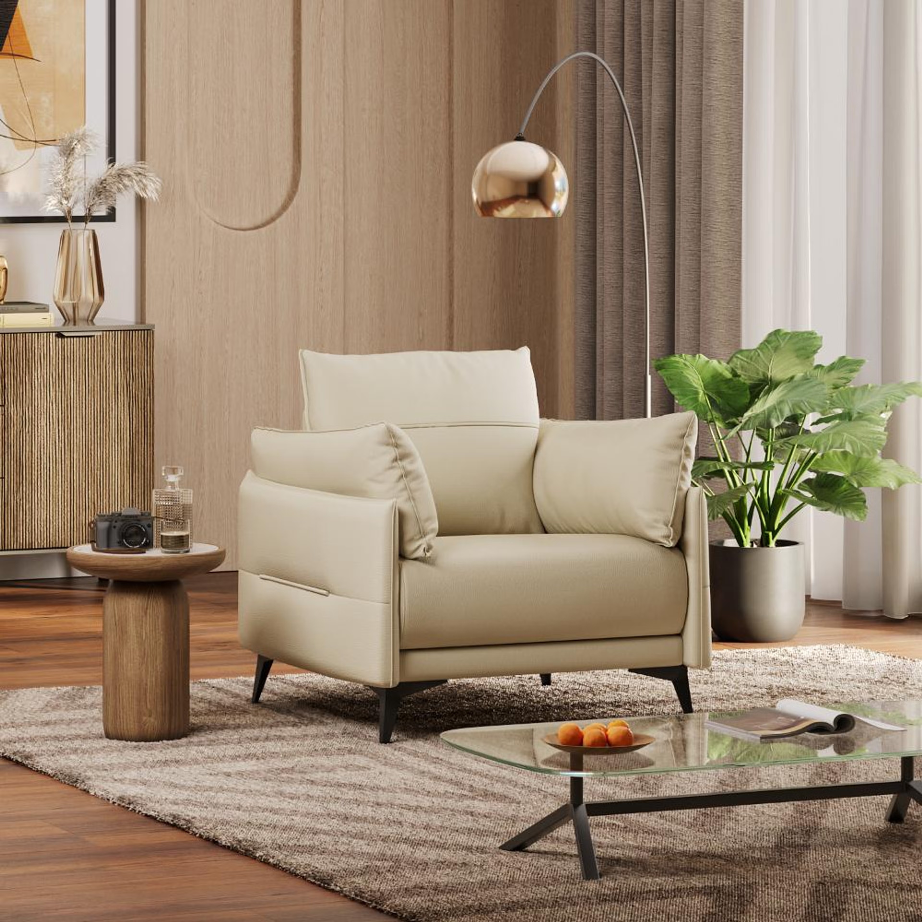 Wakefit Komodo Sofa - Single Seater Regular, 1 Seater, Beige