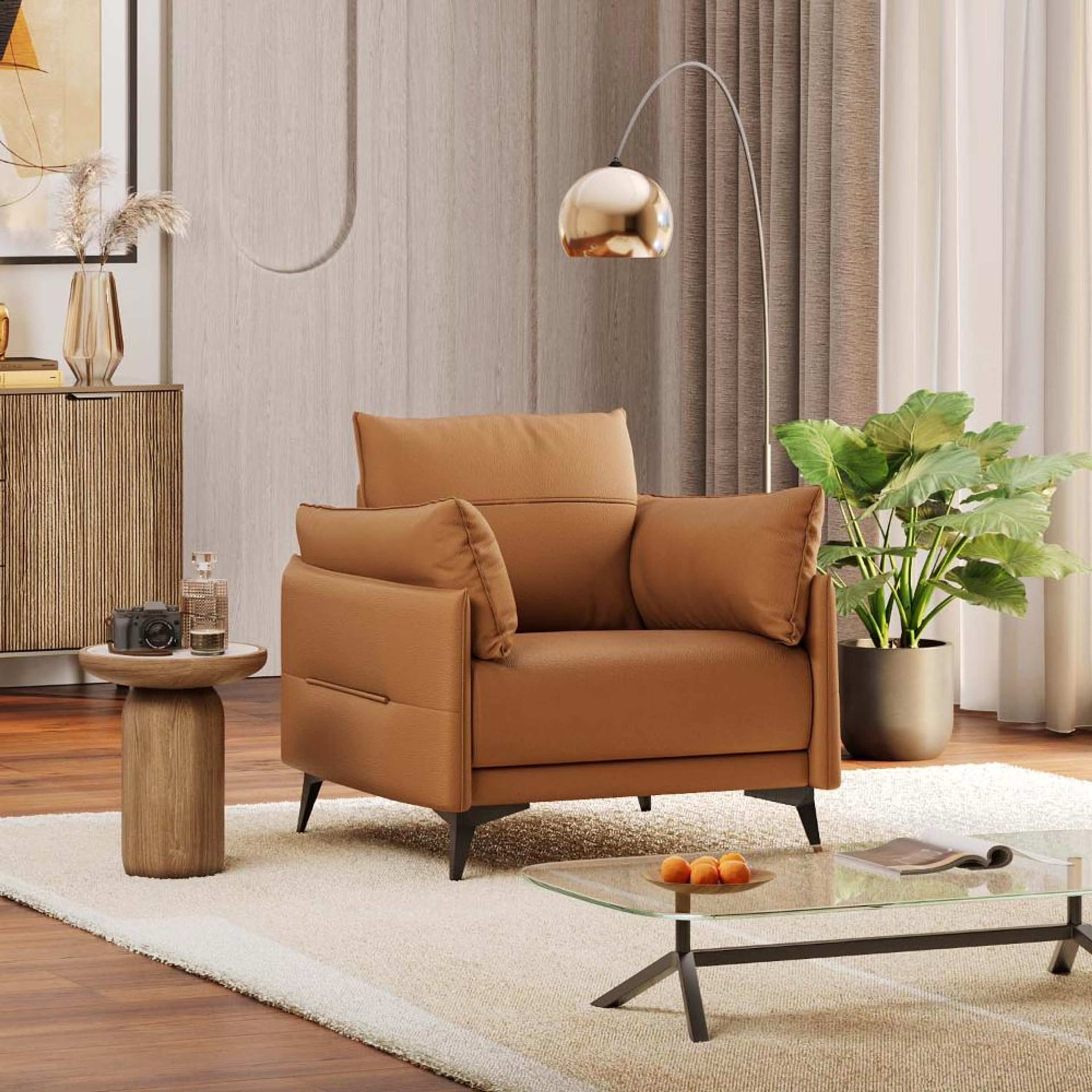 Wakefit Komodo Sofa - Single Seater Regular, 1 Seater, Camel