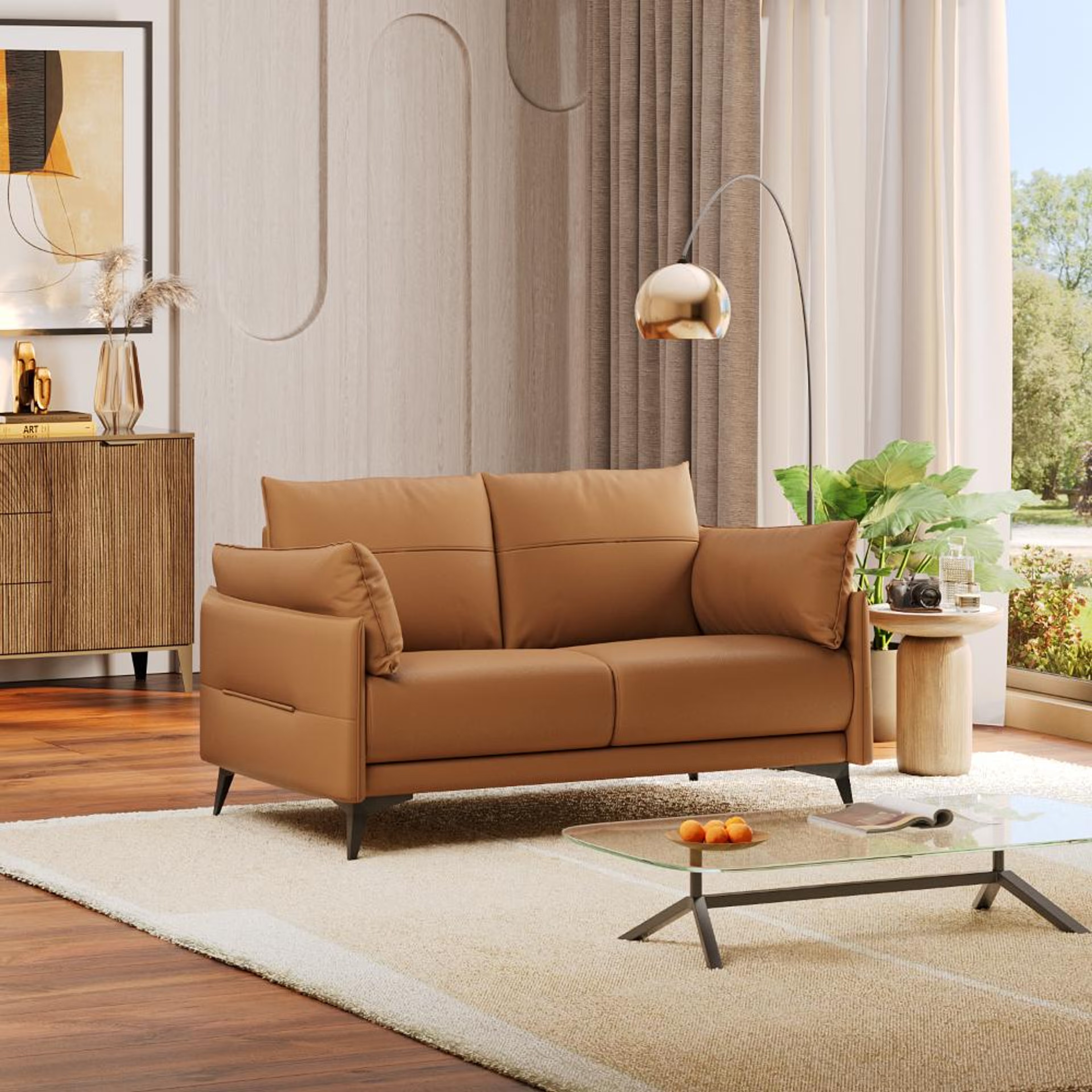 Wakefit Komodo Sofa - Two Seater Regular, 2 Seater, Camel