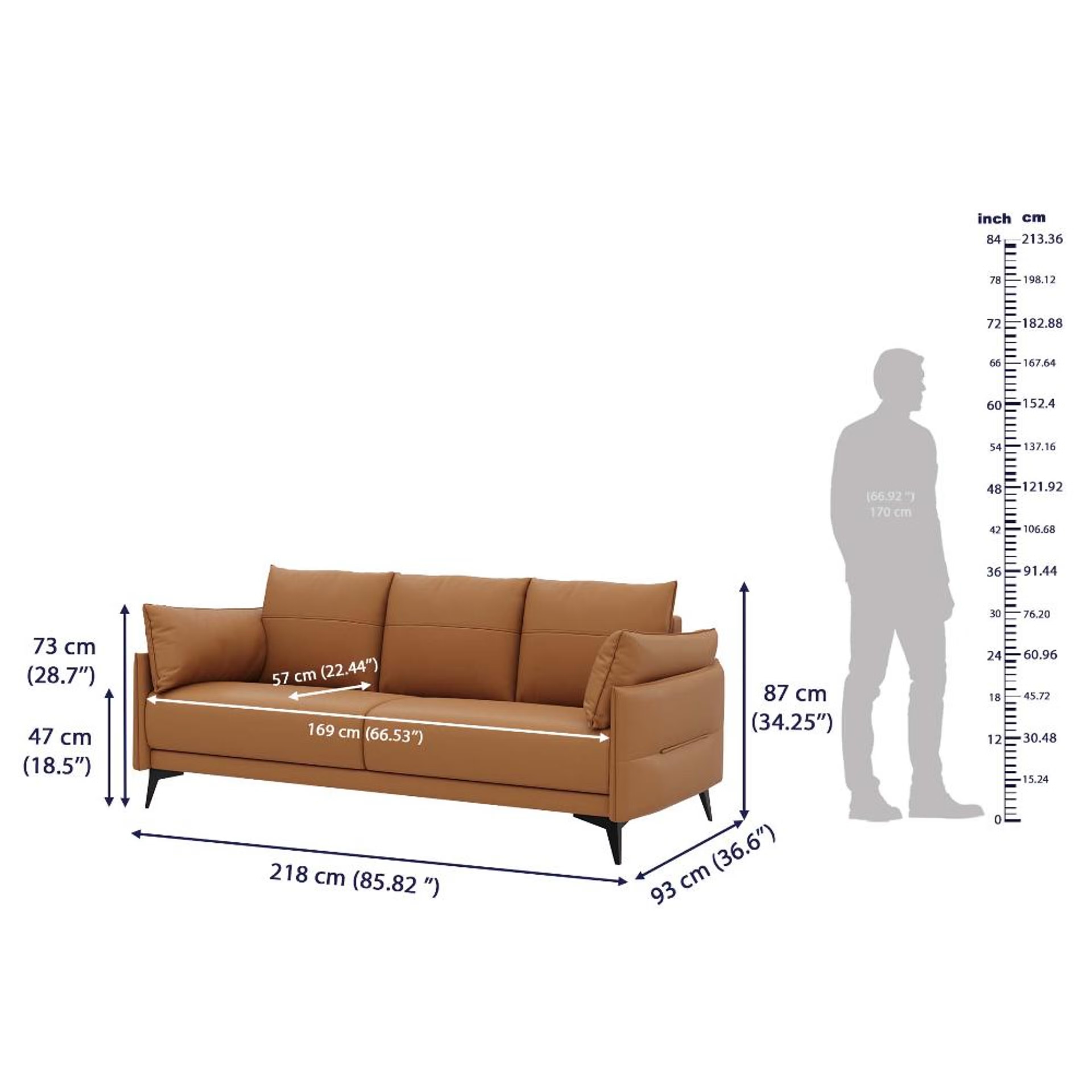 Wakefit Komodo Sofa - Three Seater Regular, 3 Seater, Camel 8 Wakefit Komodo Sofa - Three Seater Regular, 3 Seater, Camel