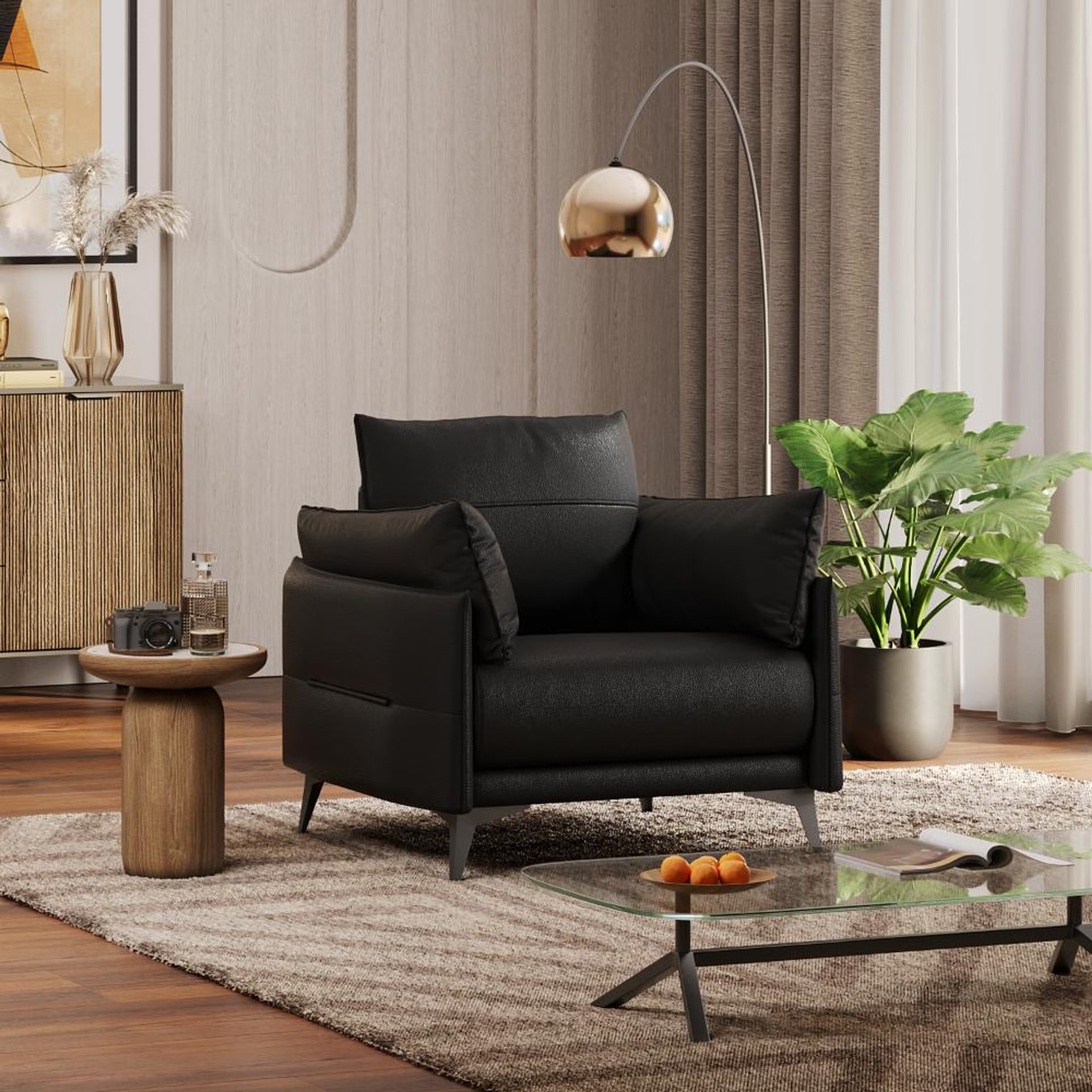 Wakefit Komodo Sofa - Single Seater Regular, 1 Seater, Black