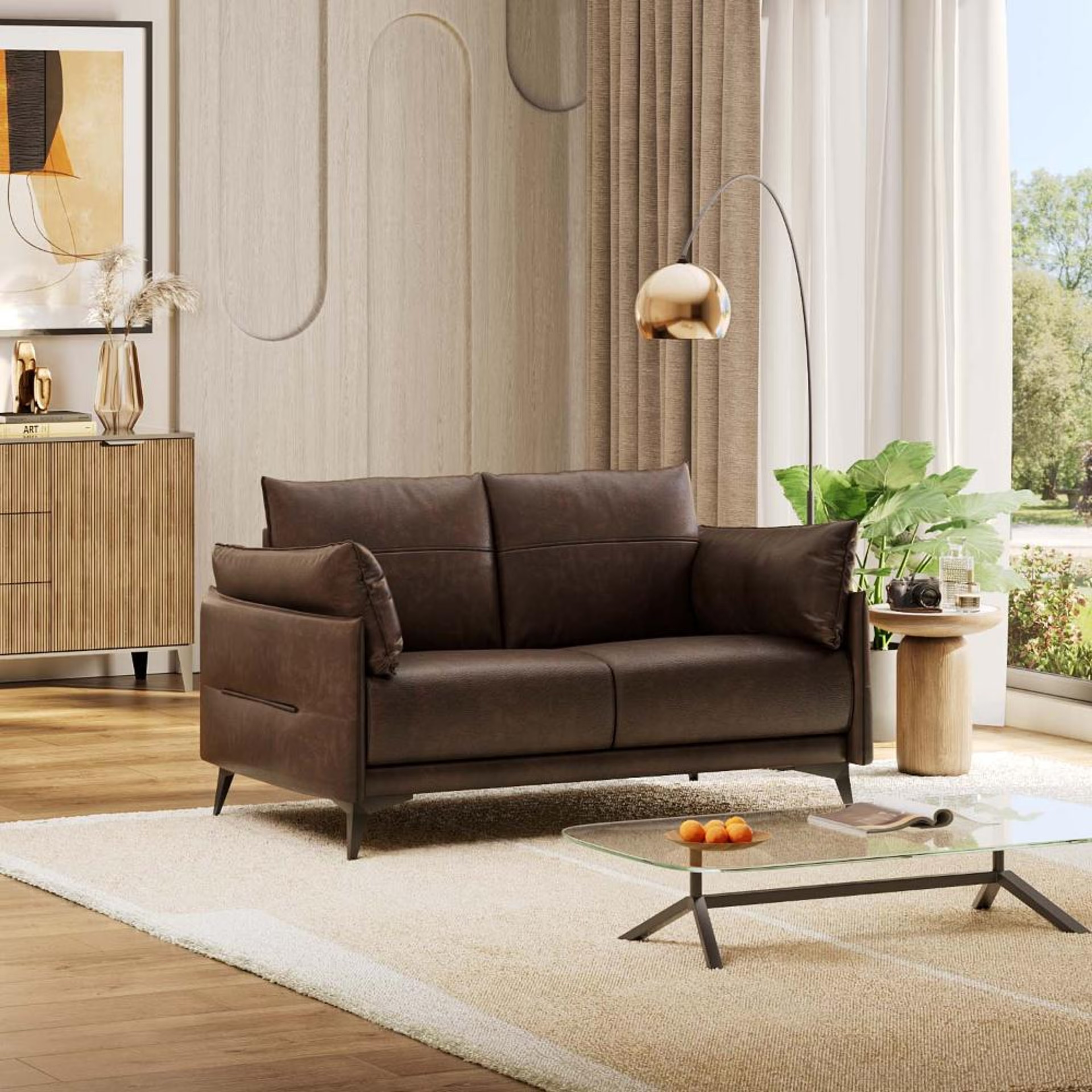 Wakefit Komodo Sofa - Two Seater Regular, 2 Seater, Brown