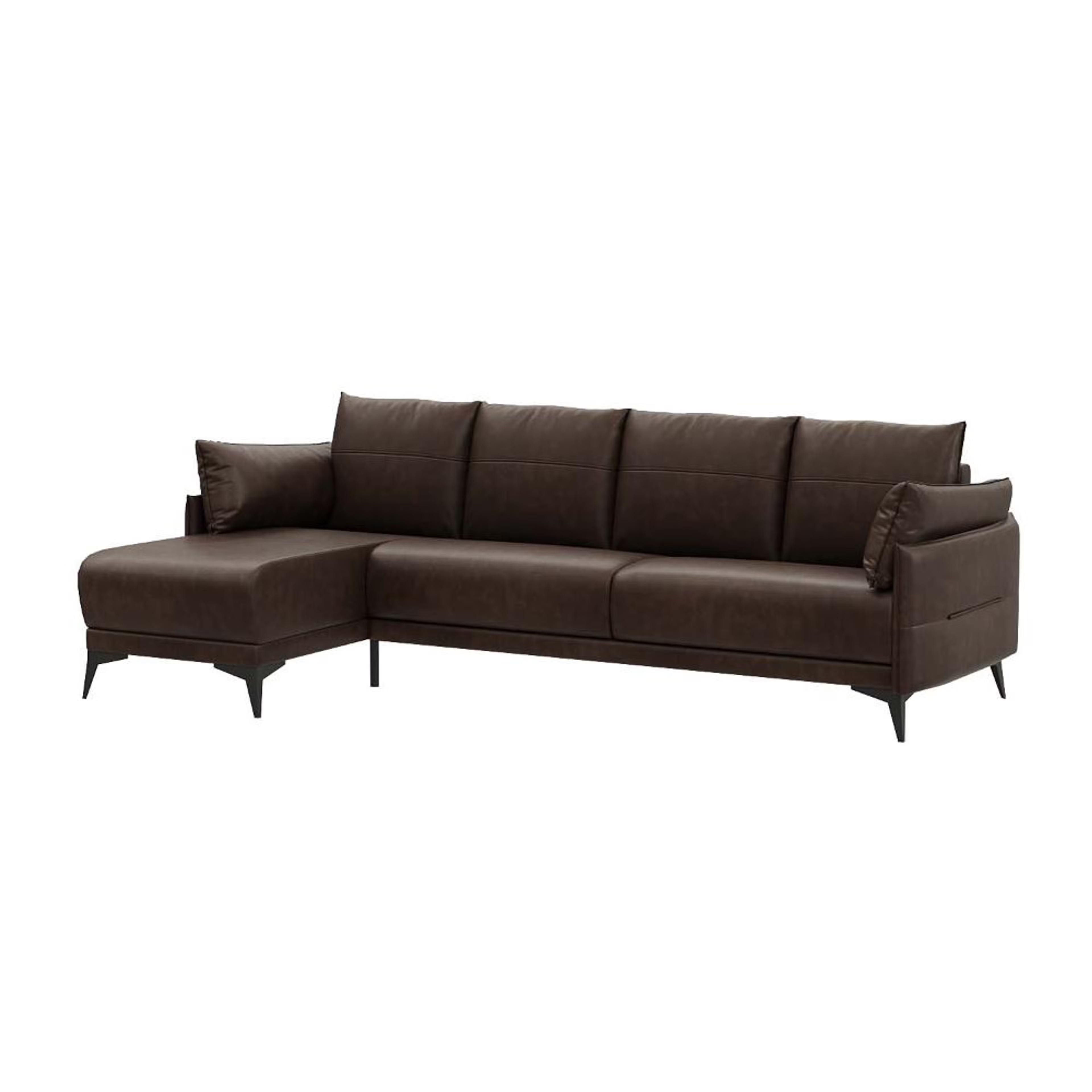Home 44 Komodo (3 Seater + Left Aligned Chaise) Sectional, Set (3 Seater + Left Aligned Chaise), Brown