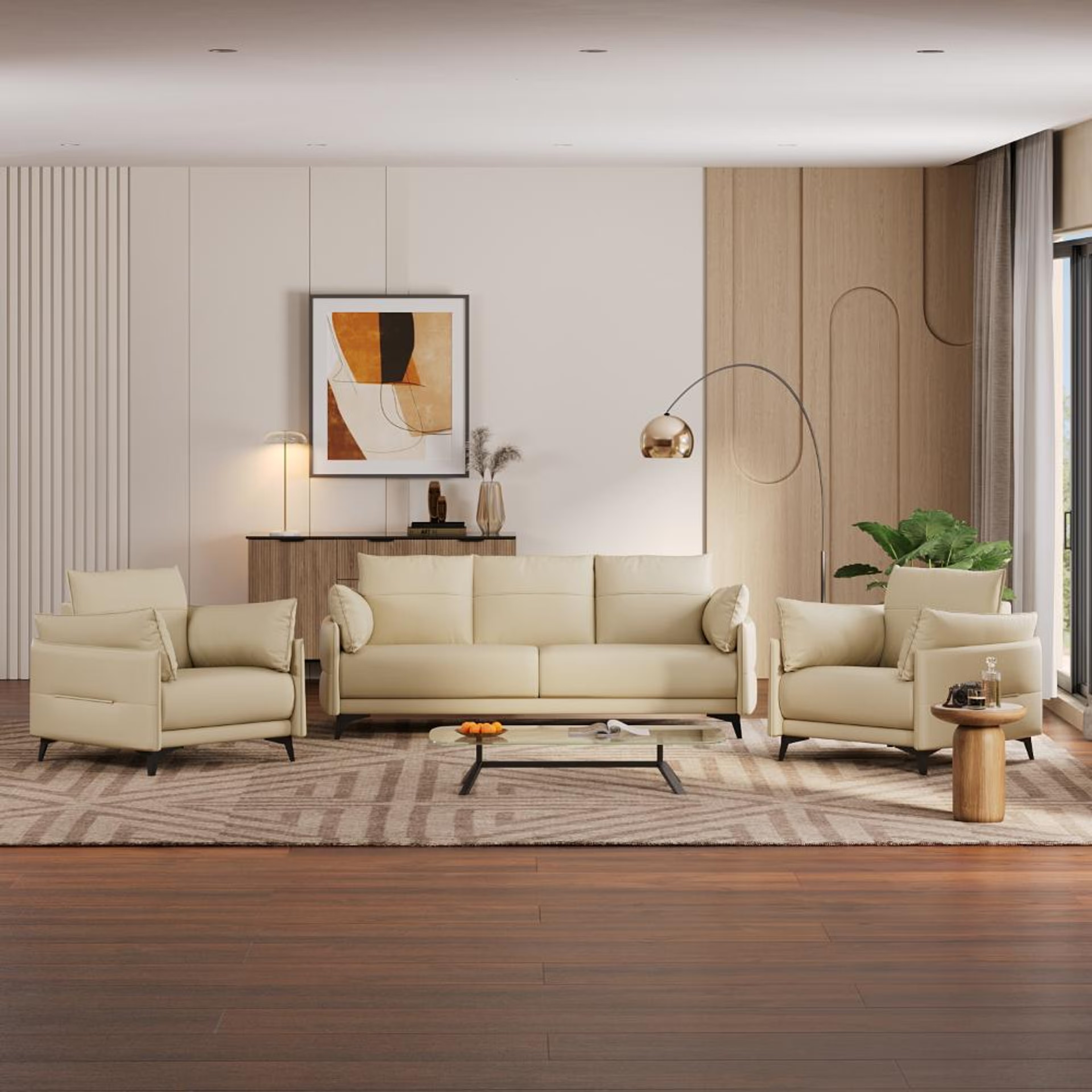 Home 25 Wakefit Komodo Sofa Set (3+1+1) Seater Regular, Set (3+1+1), Beige