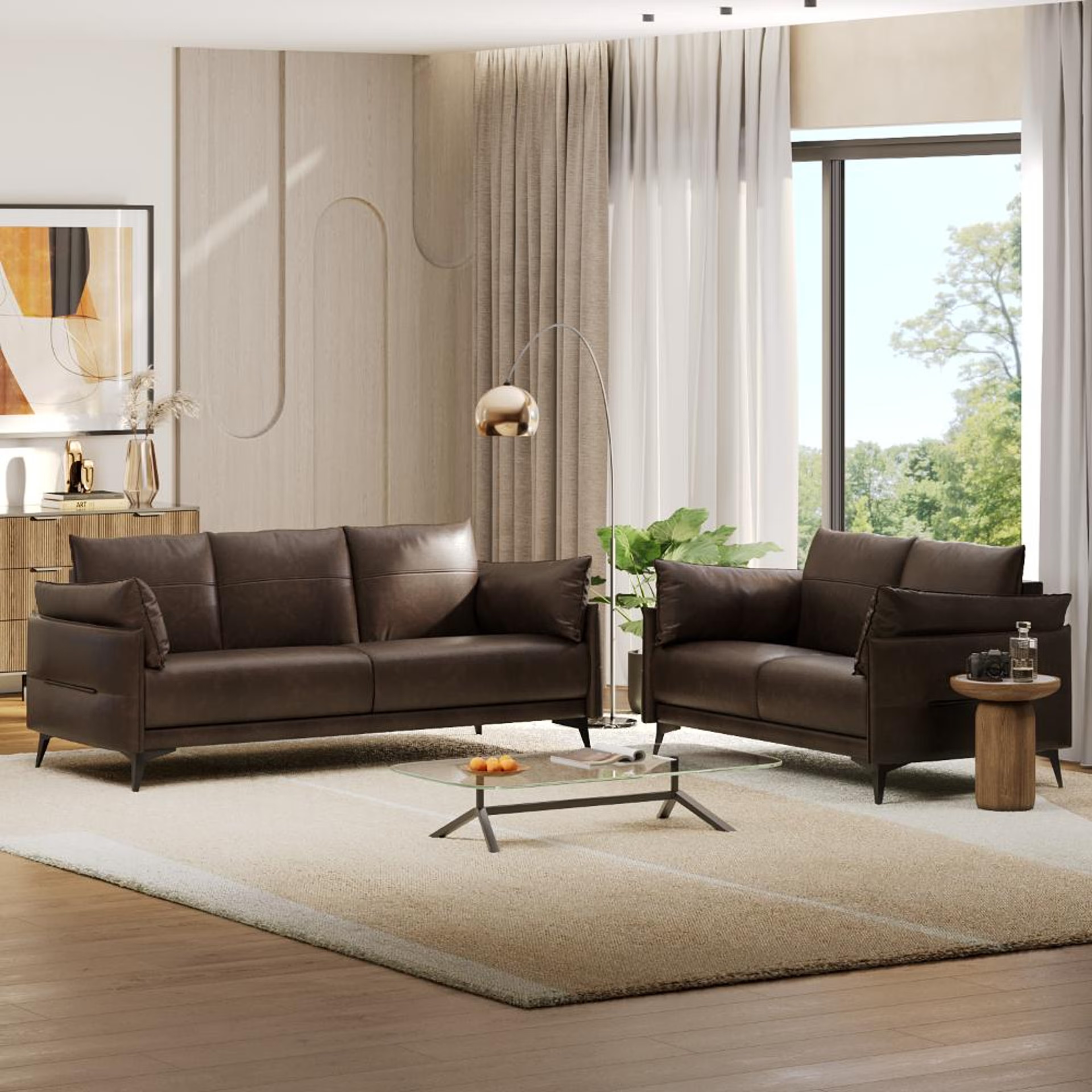 Wakefit Komodo Sofa Set (3+2) Seater Regular, Set (3+2), Brown