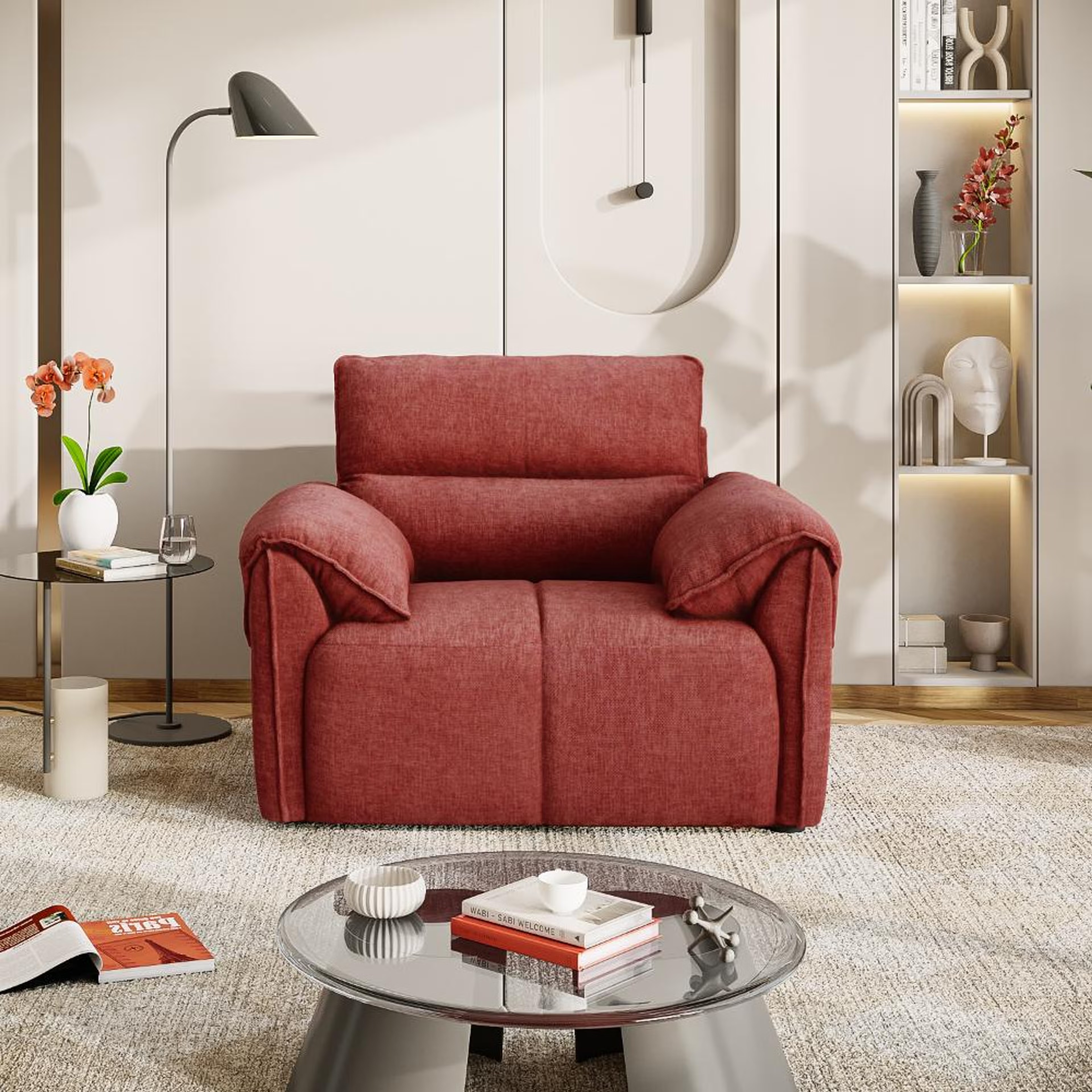 Wakefit Naxos Sofa - Single Seater Regular, 1 Seater, Maroon