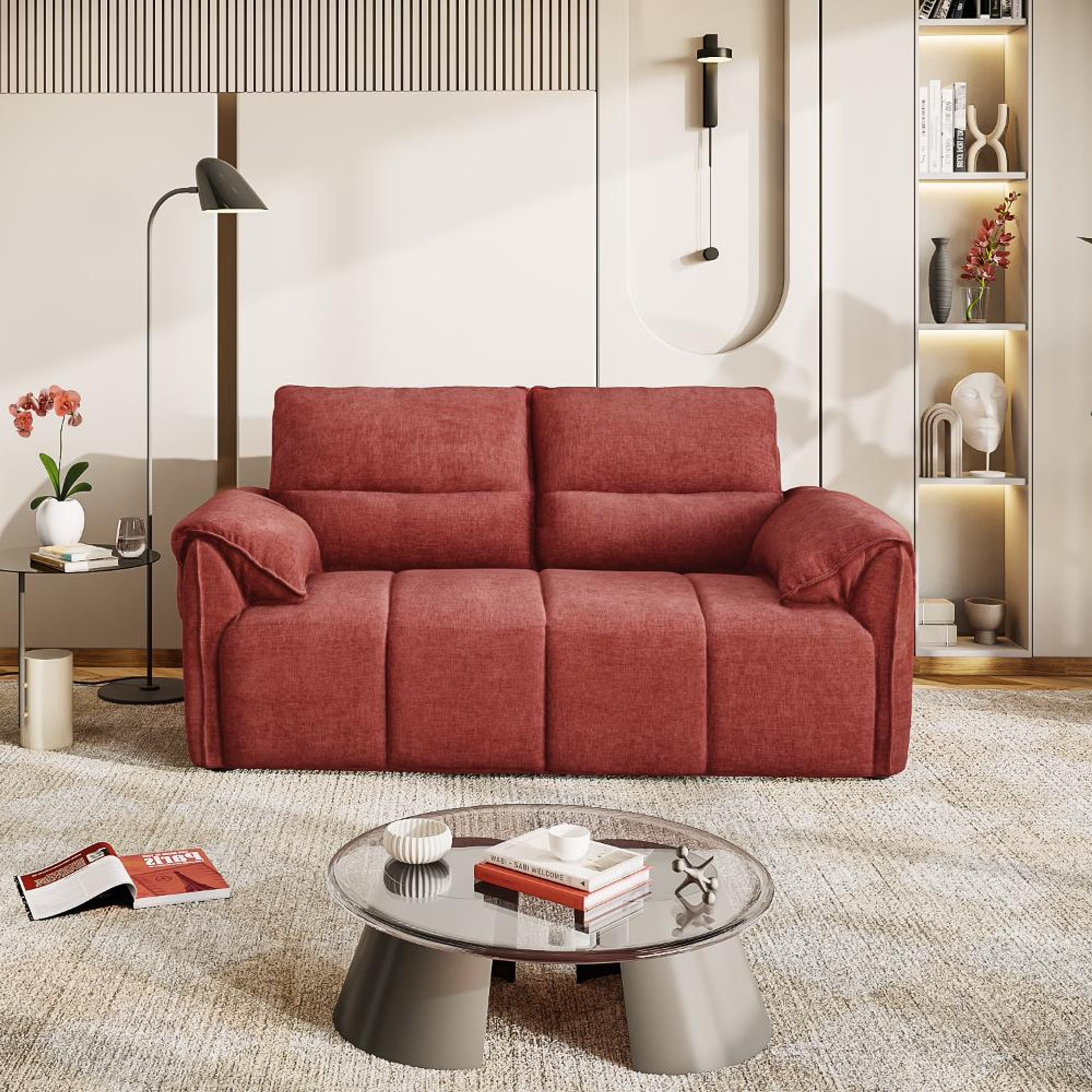 Wakefit Naxos Sofa - Two Seater Regular, 2 Seater, Maroon