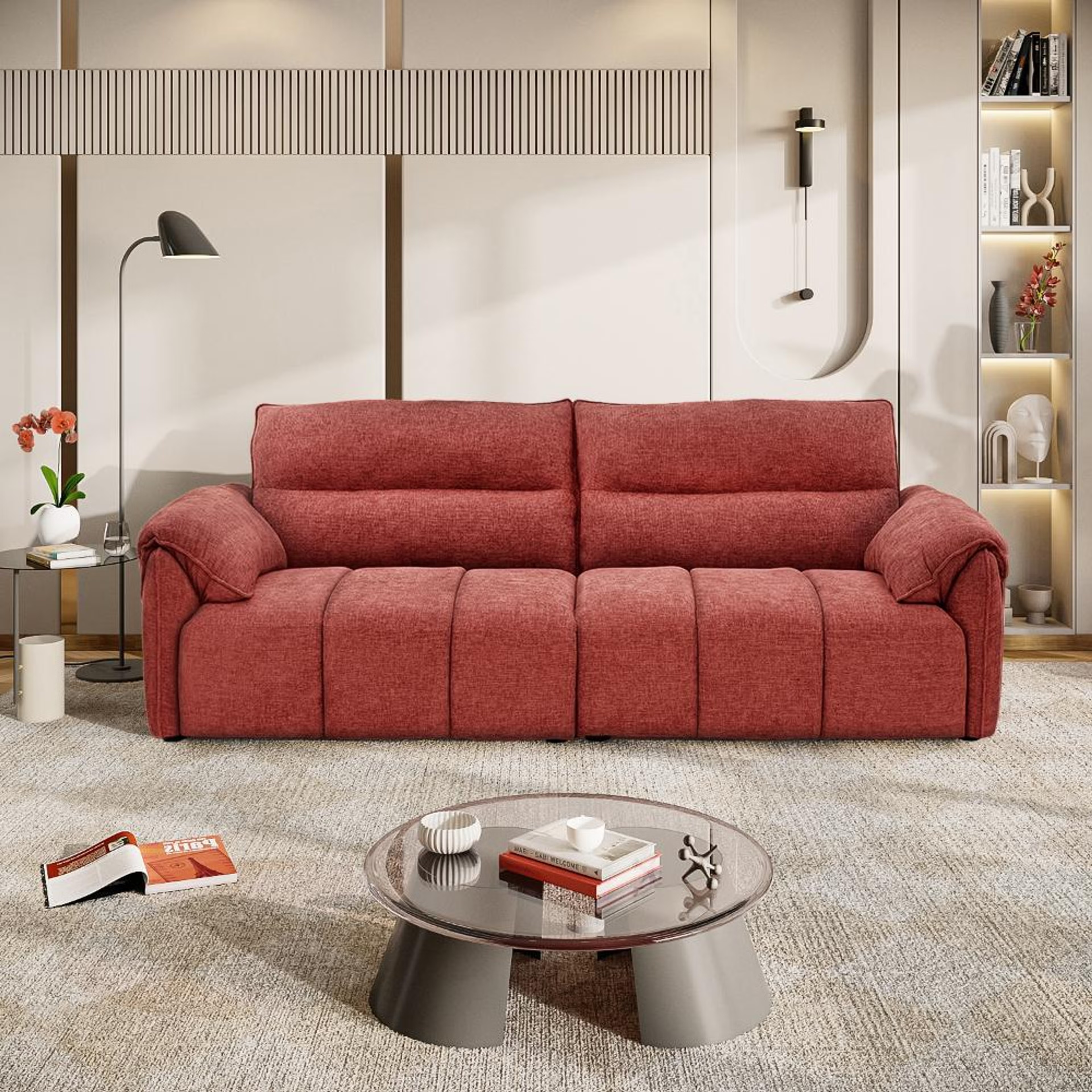 Wakefit Naxos Sofa - Three Seater Regular, 3 Seater, Maroon