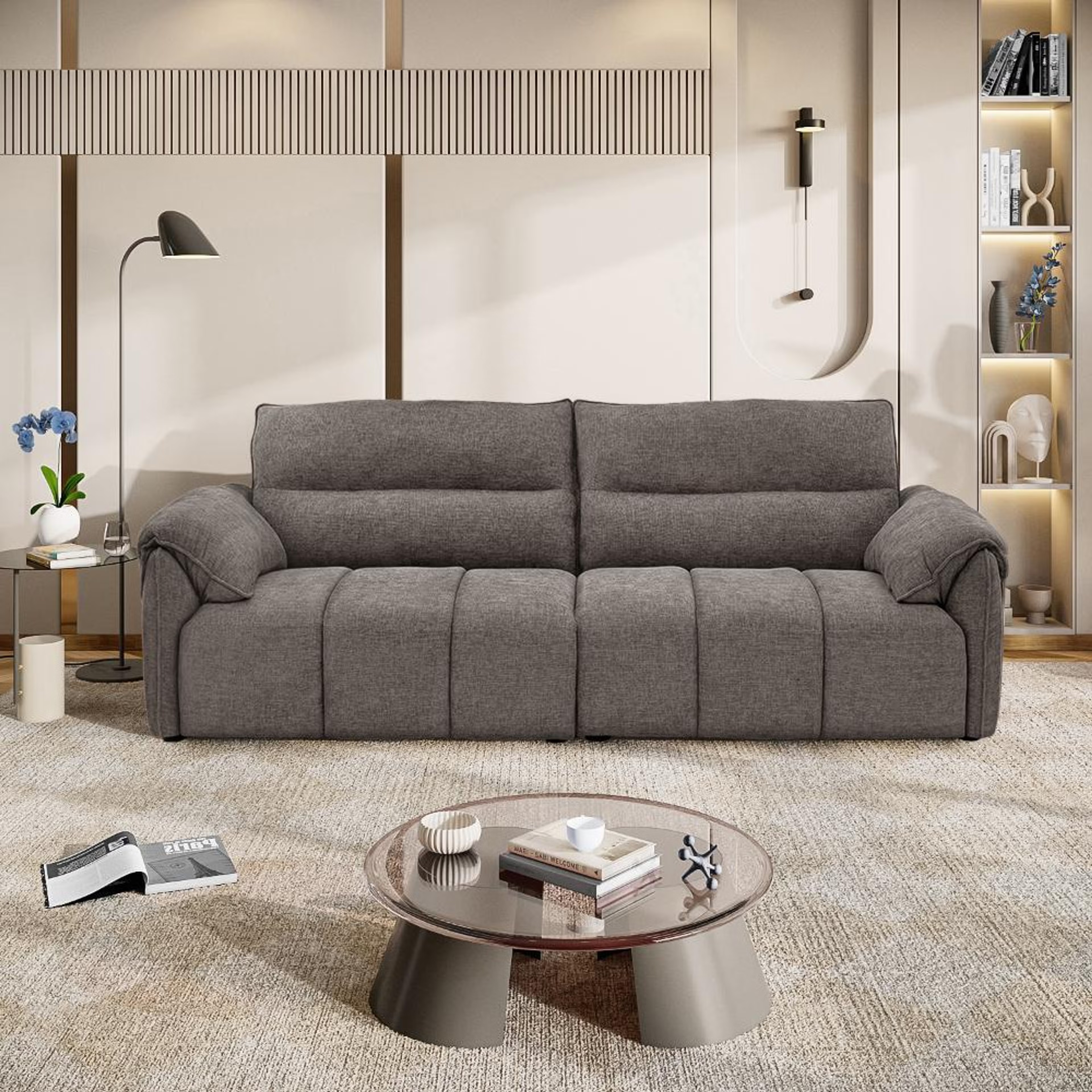 Wakefit Naxos Sofa - Three Seater Regular, 3 Seater, Grey