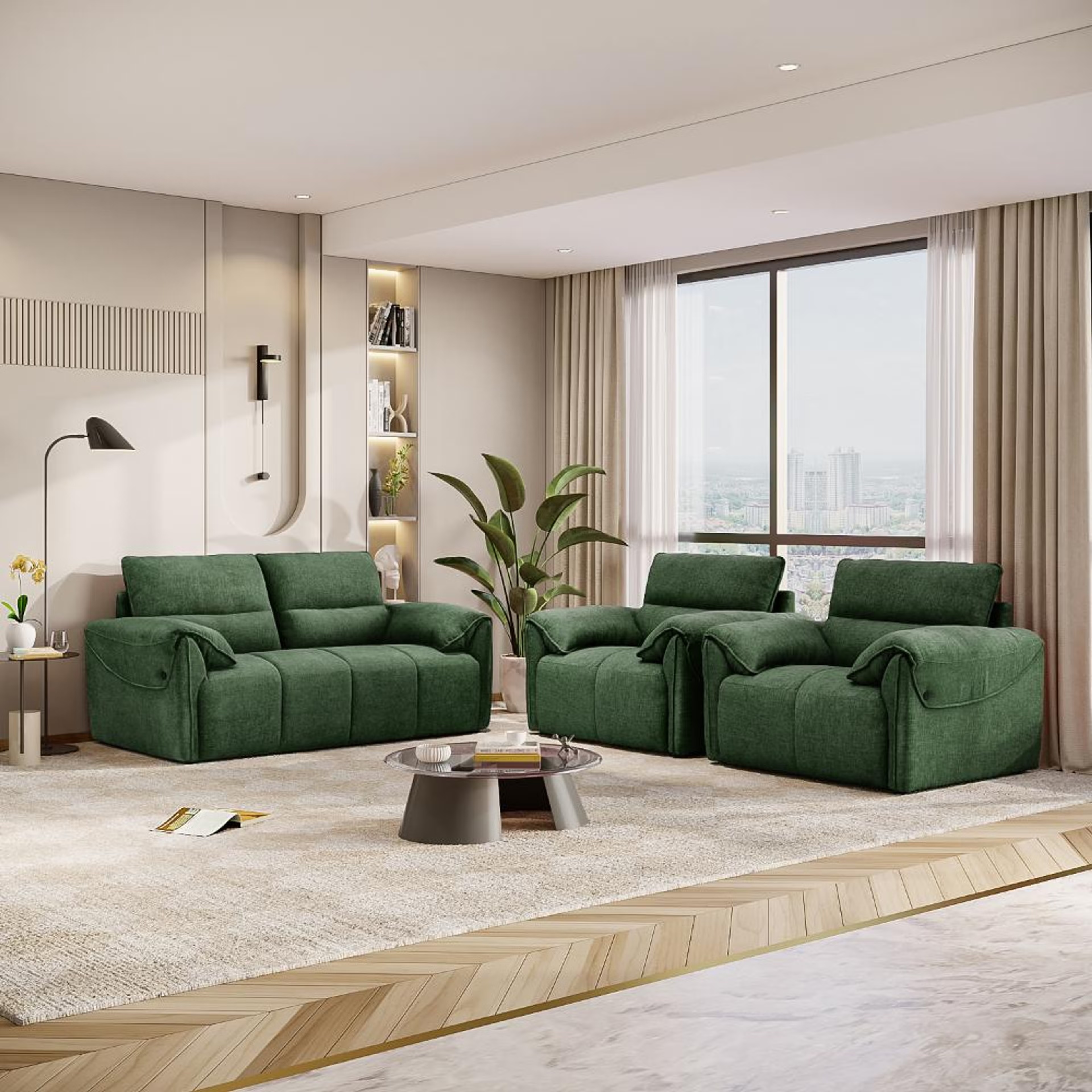 Home 25 Wakefit Naxos Sofa Set (2+1+1) Seater Regular, Set (2+1+1), Green
