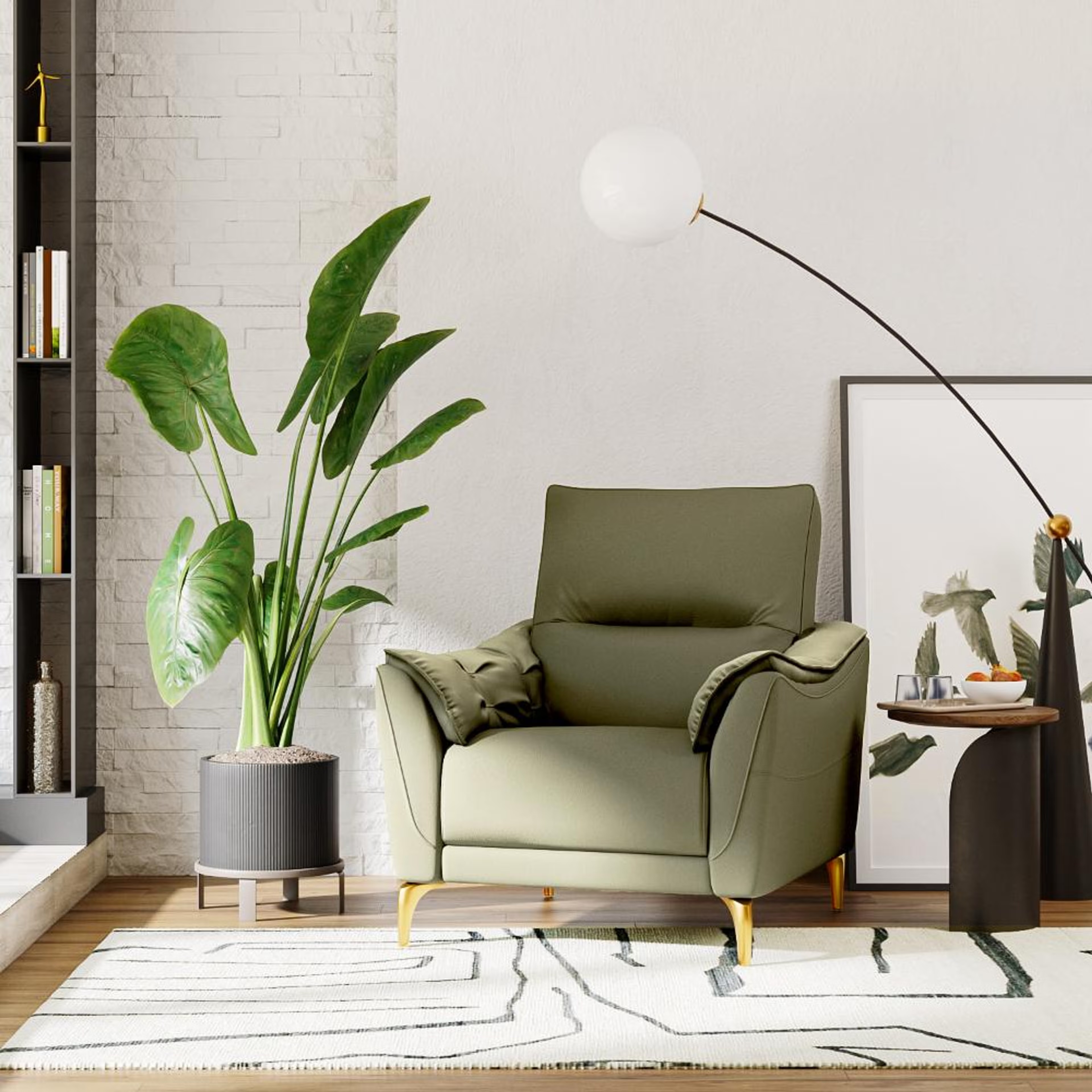 Wakefit Tuvalu Sofa without Motion - Single Seater Regular, Standard, Without Motion, 1 Seater, Green