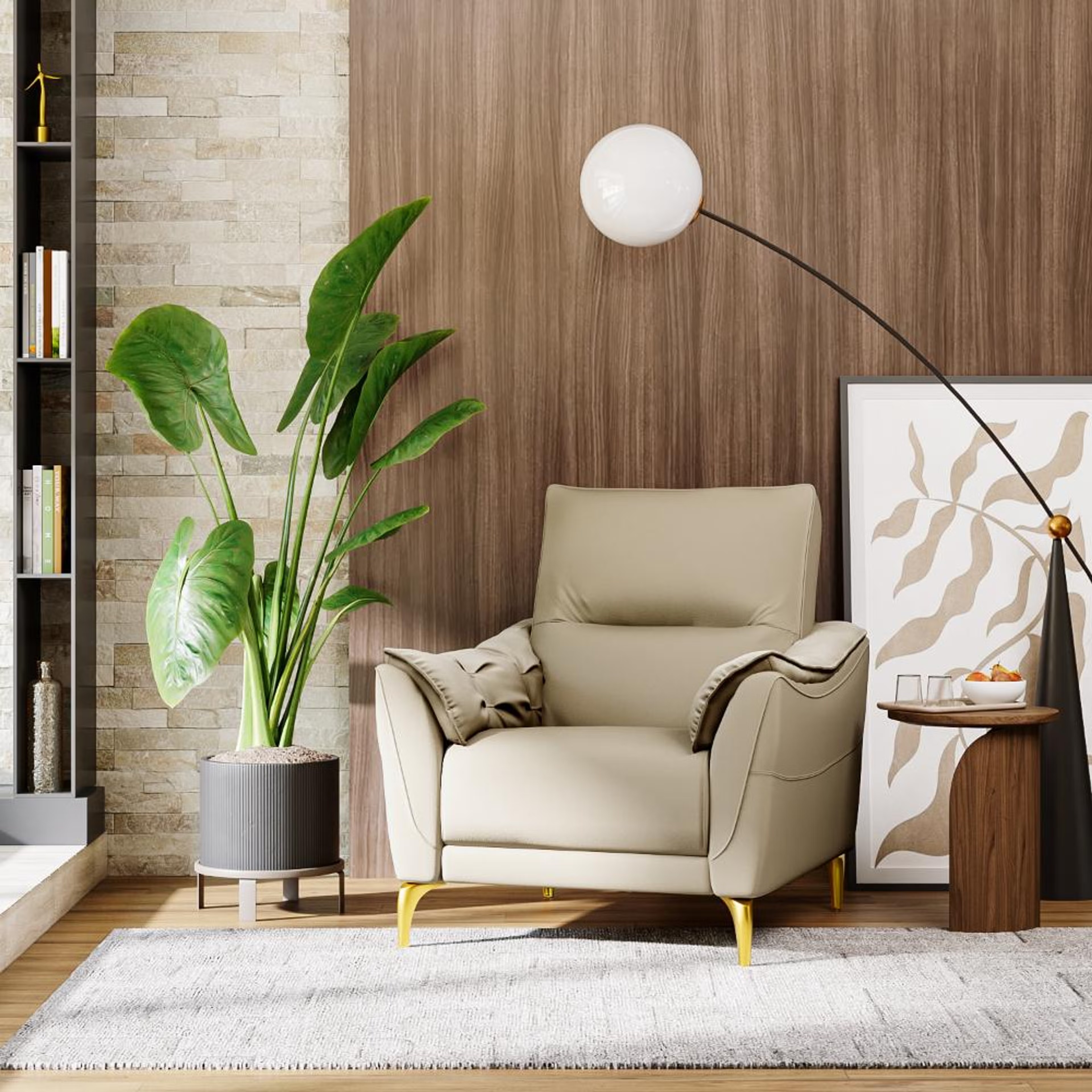 Home 25 Wakefit Tuvalu Sofa without Motion - Single Seater Regular, Standard, Without Motion, 1 Seater, Beige