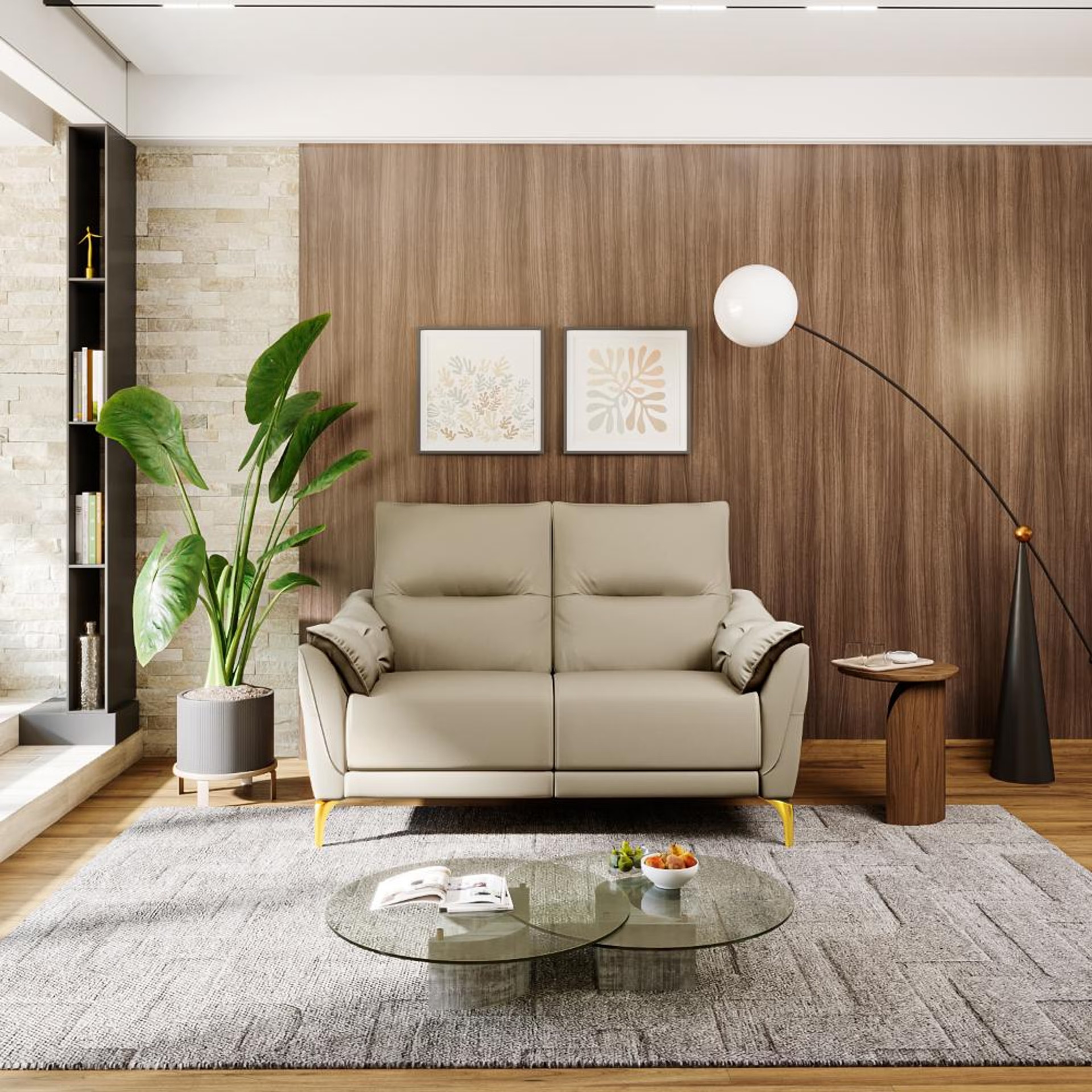 Wakefit Tuvalu Sofa without Motion - Two Seater Regular, Standard, Without Motion, 2 Seater, Beige