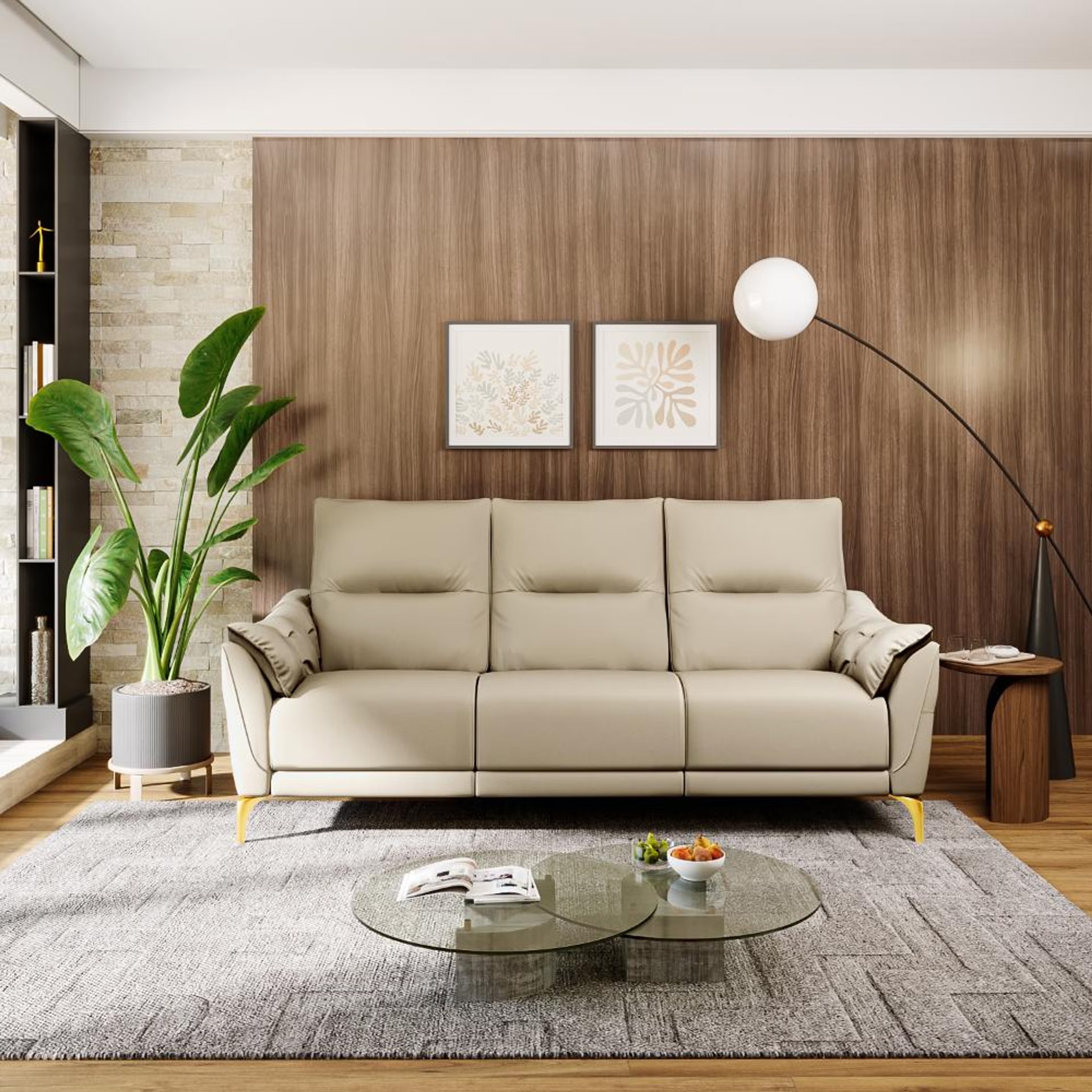 Home 35 Wakefit Tuvalu Sofa without Motion - Three Seater Regular, Standard, Without Motion, 3 Seater, Beige