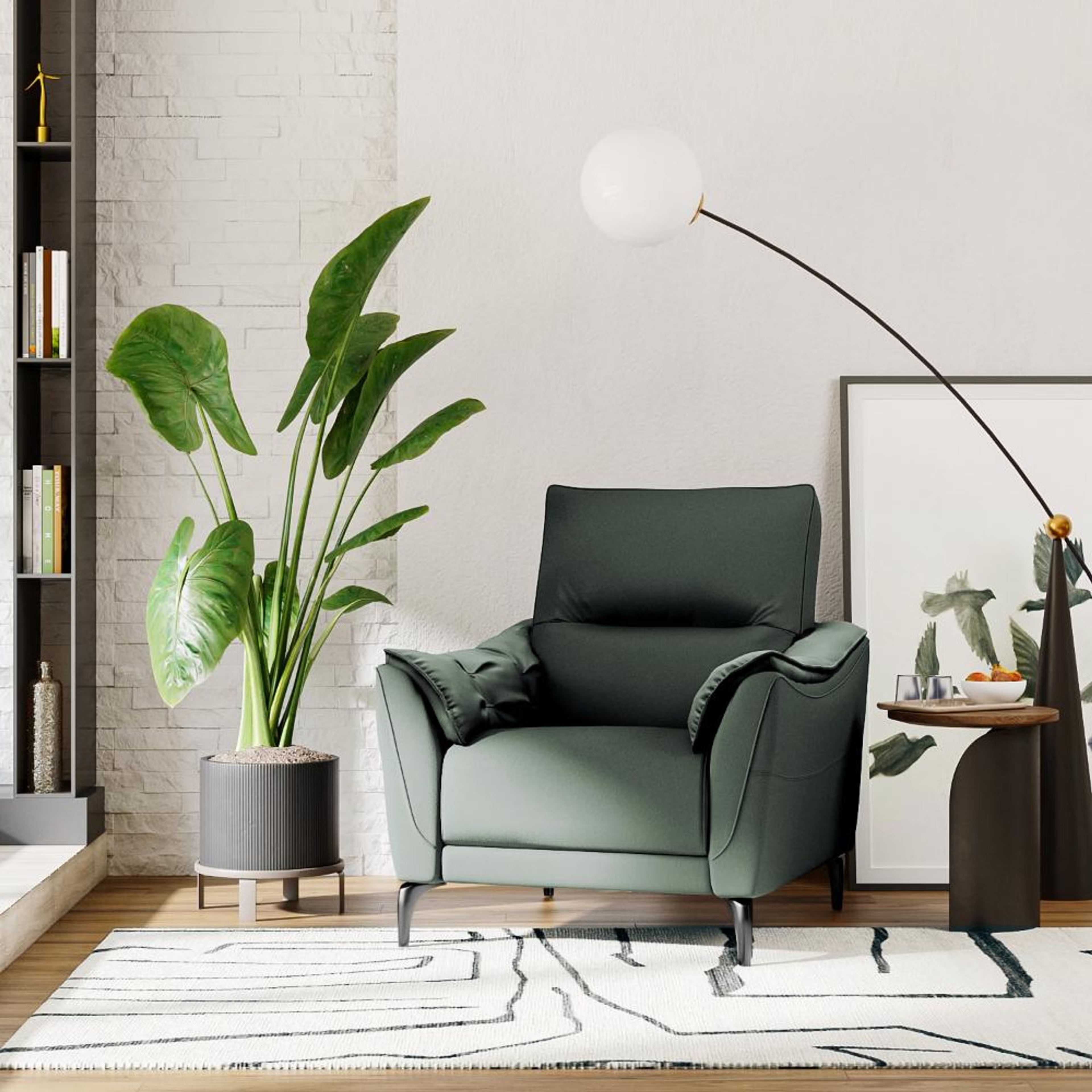 Wakefit Tuvalu Sofa without Motion - Single Seater Regular, Standard, Without Motion, 1 Seater, Forest Green
