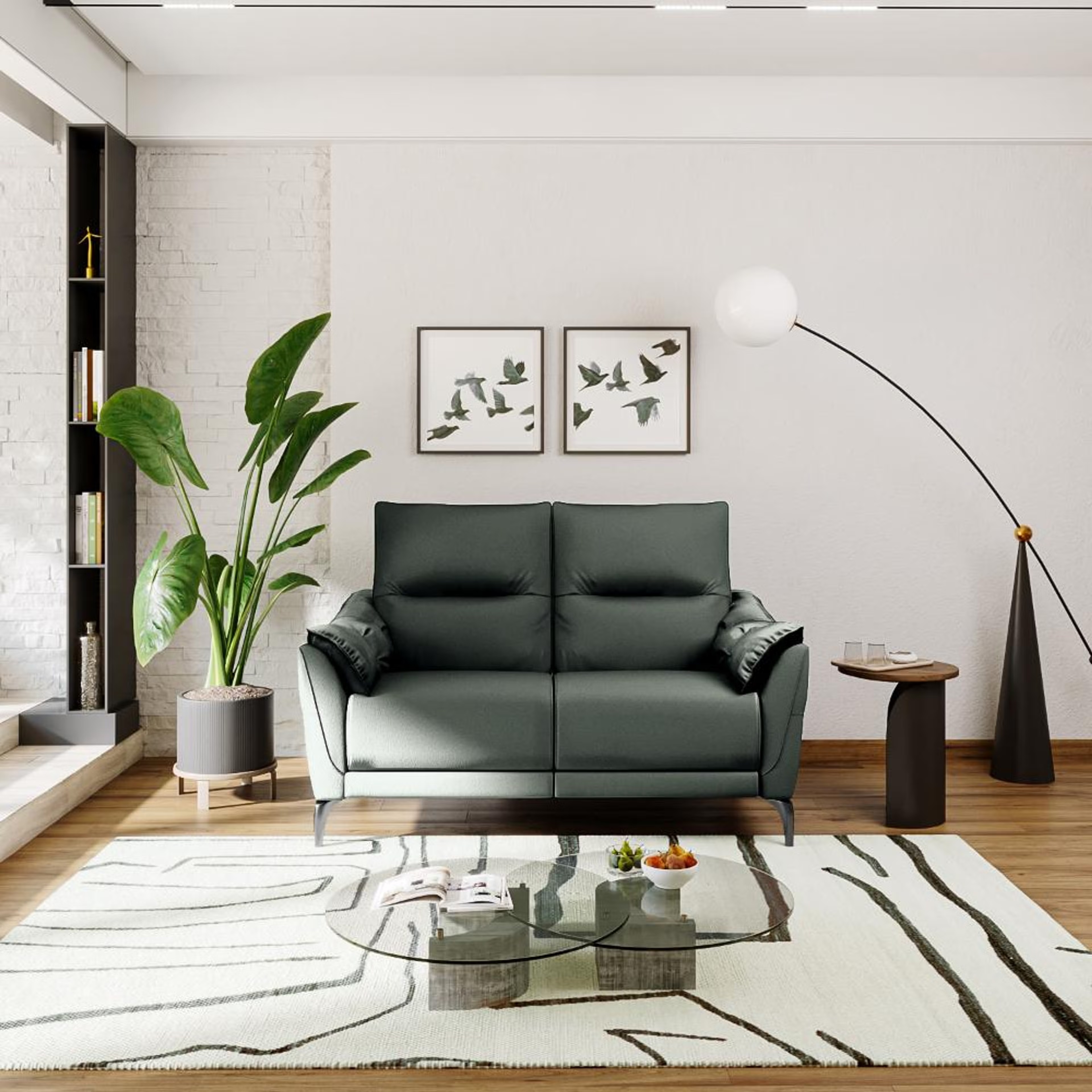 Wakefit Tuvalu Sofa without Motion - Two Seater Regular, Standard, Without Motion, 2 Seater, Forest Green