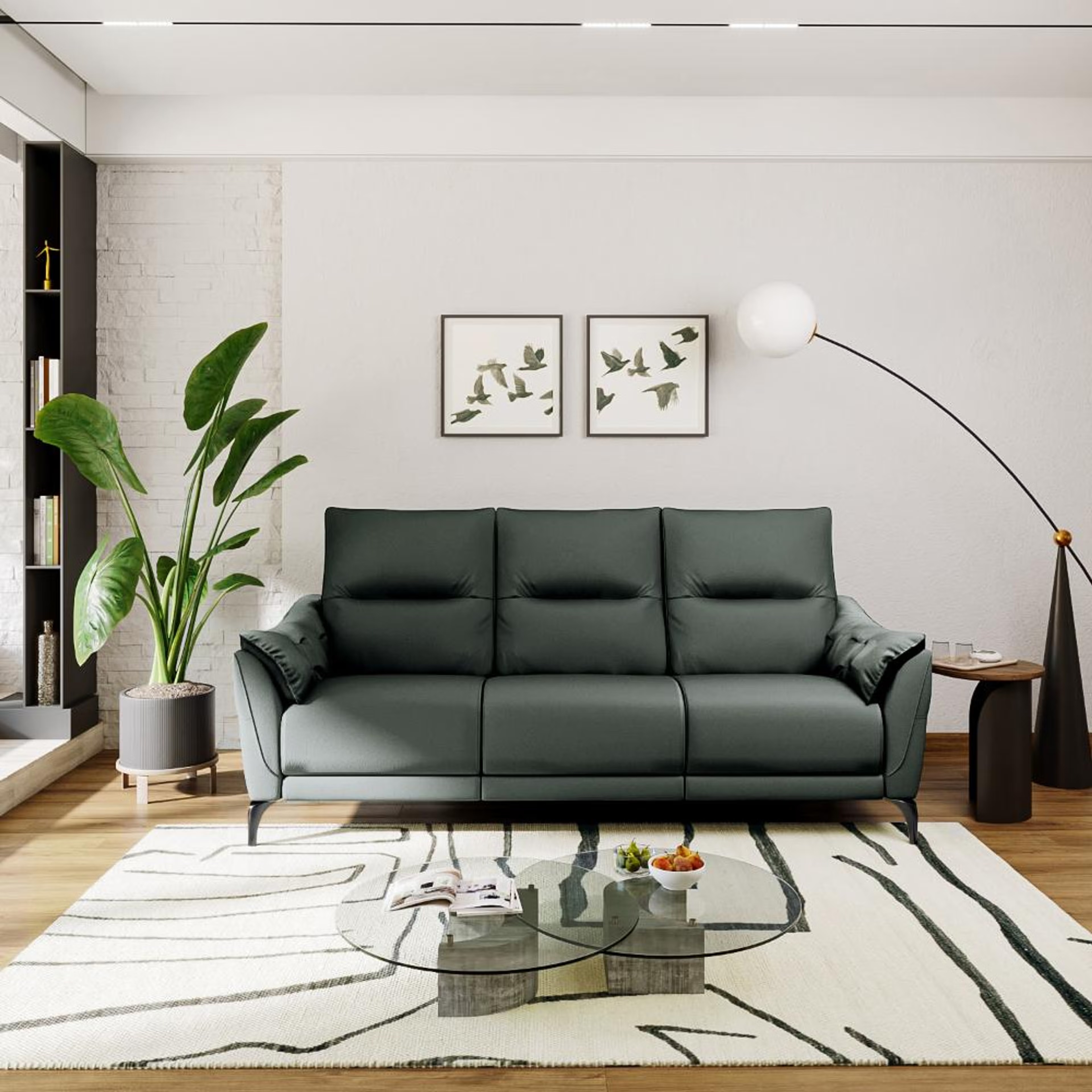 Wakefit Tuvalu Sofa without Motion - Three Seater Regular, Standard, Without Motion, 3 Seater, Forest Green