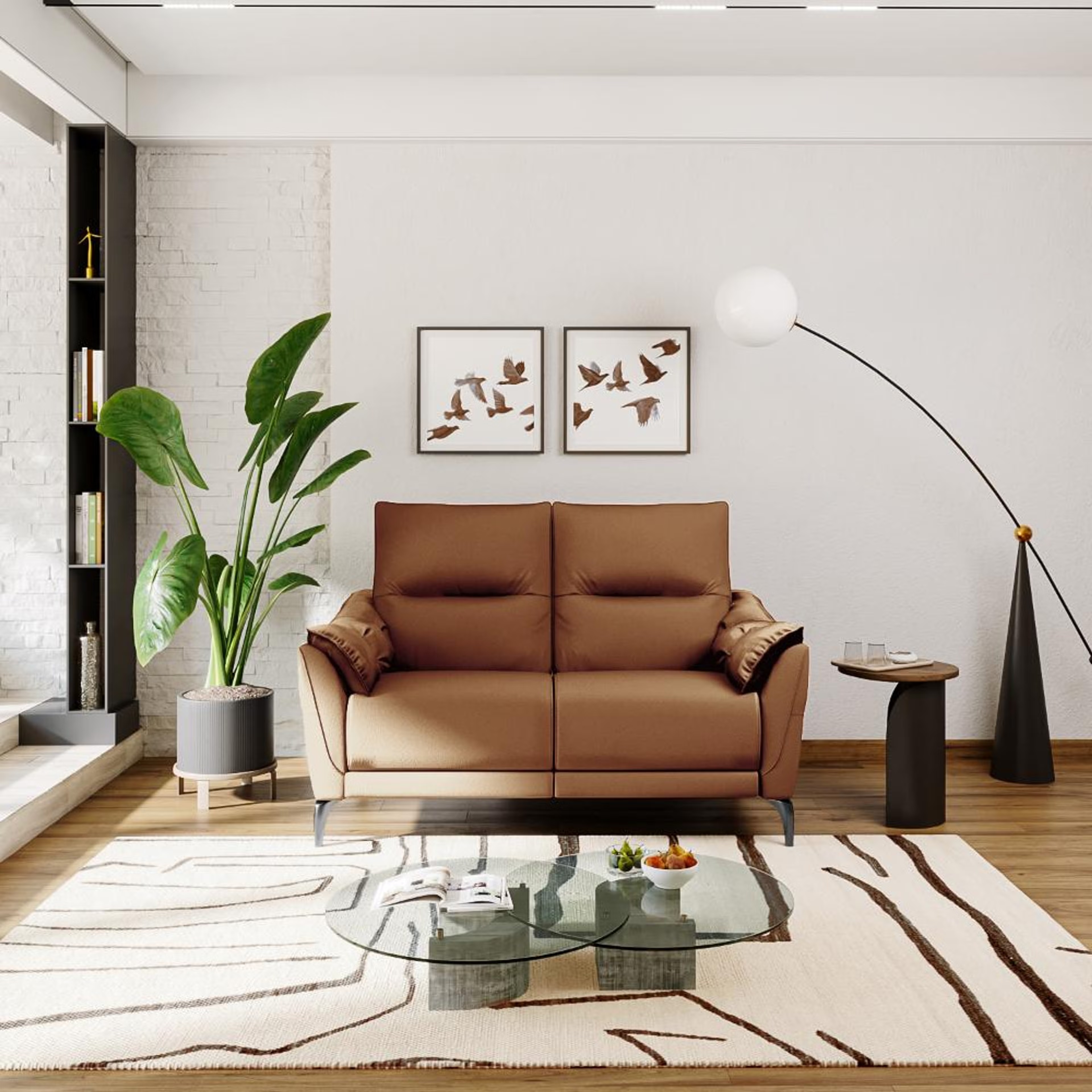 Wakefit Tuvalu Sofa without Motion - Two Seater Regular, Standard, Without Motion, 2 Seater, Brown