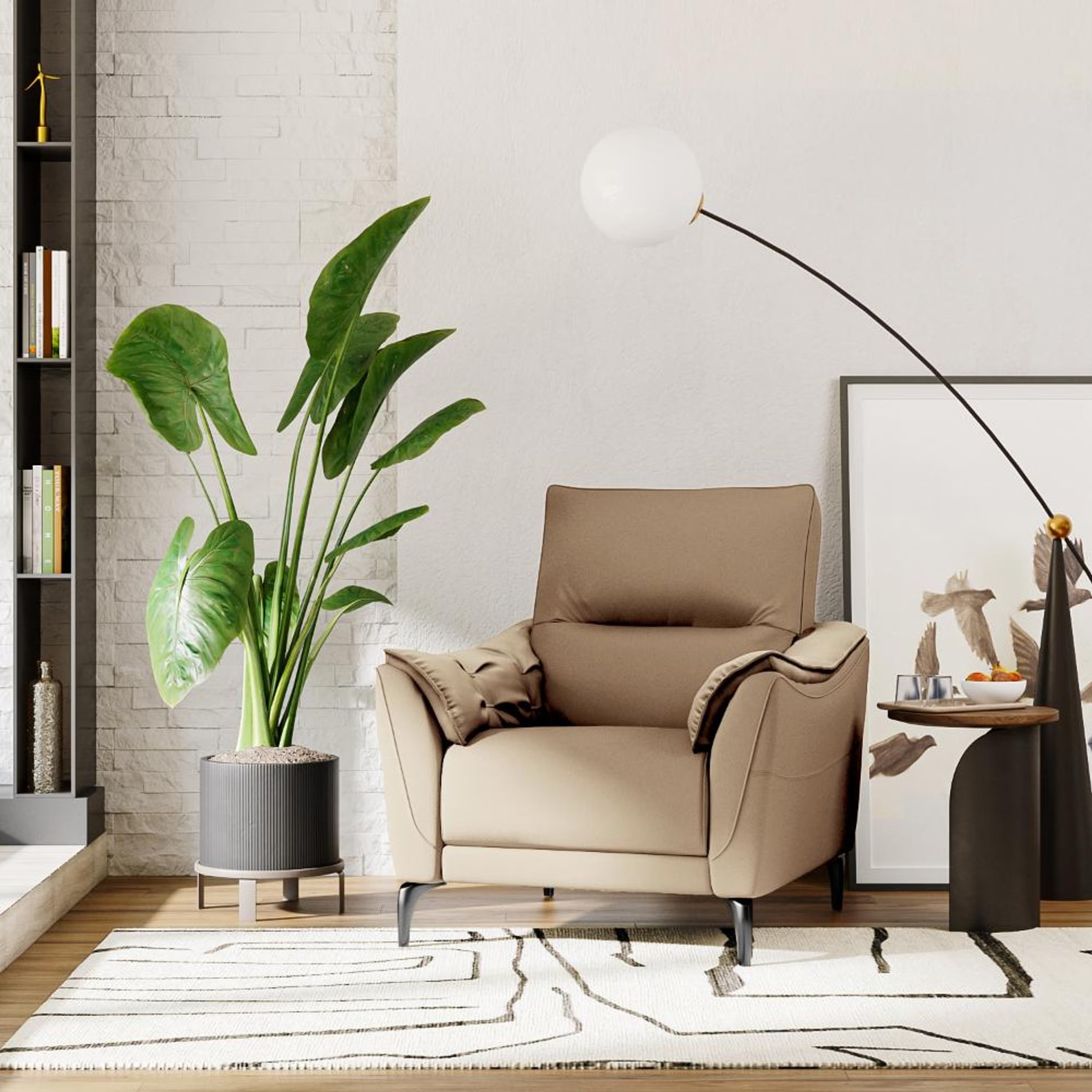 Home 41 Wakefit Tuvalu Sofa without Motion - Single Seater Regular, Standard, Without Motion, 1 Seater, Cappuccino