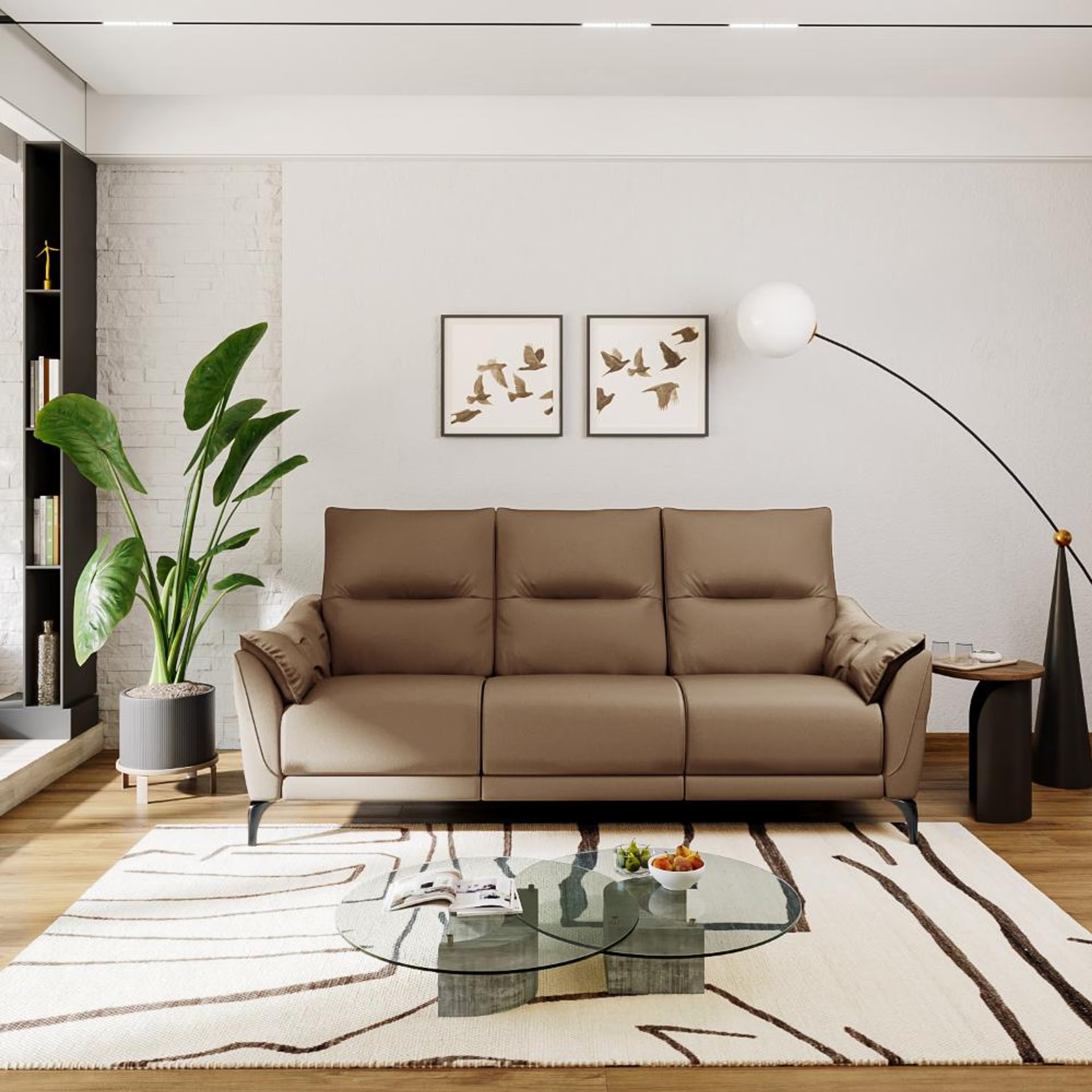 Wakefit Tuvalu Sofa without Motion - Three Seater Regular, Standard, Without Motion, 3 Seater, Cappuccino