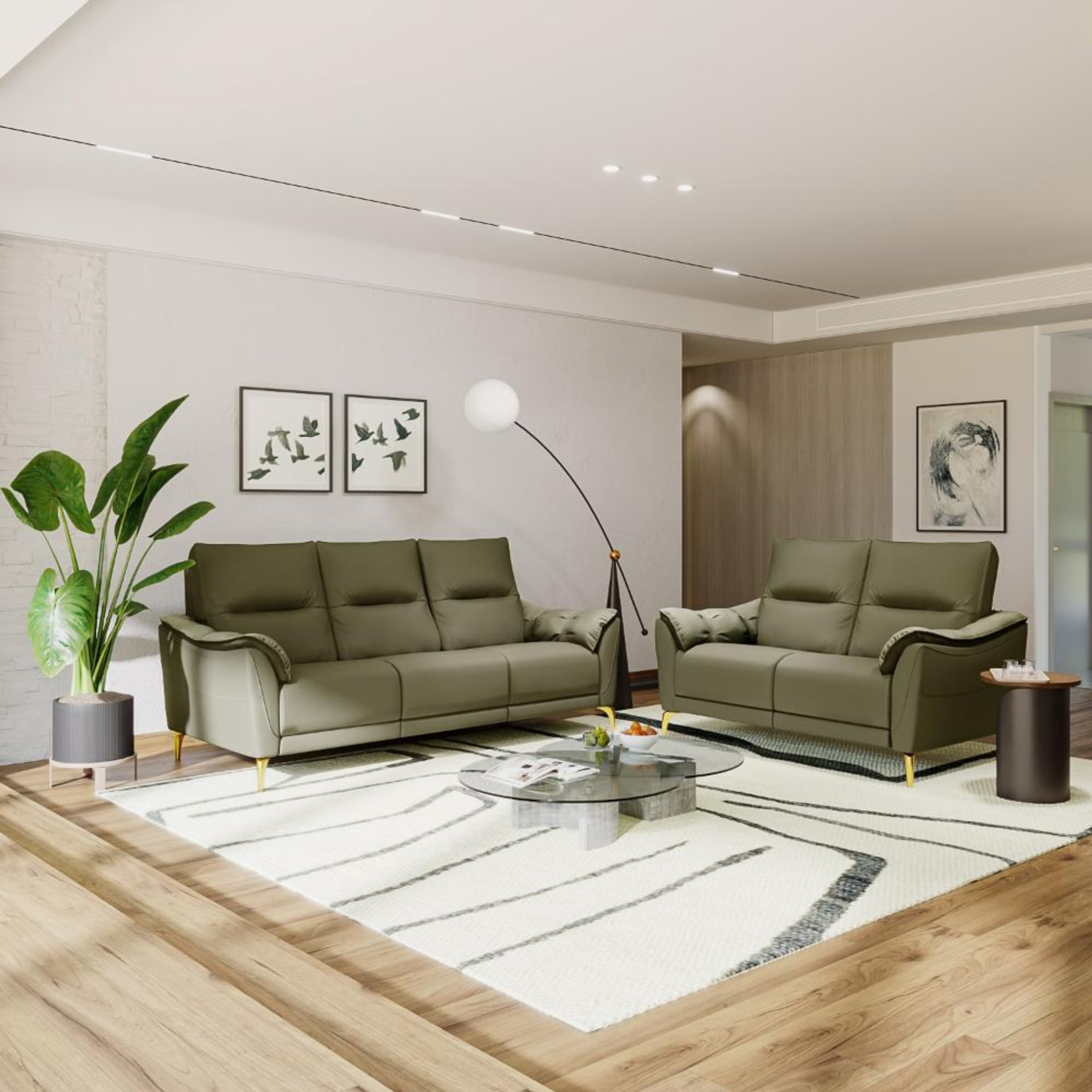 Wakefit Tuvalu without Motion Sofa Set (3+2) Seater Regular, Standard, Without Motion, Set (3+2), Green