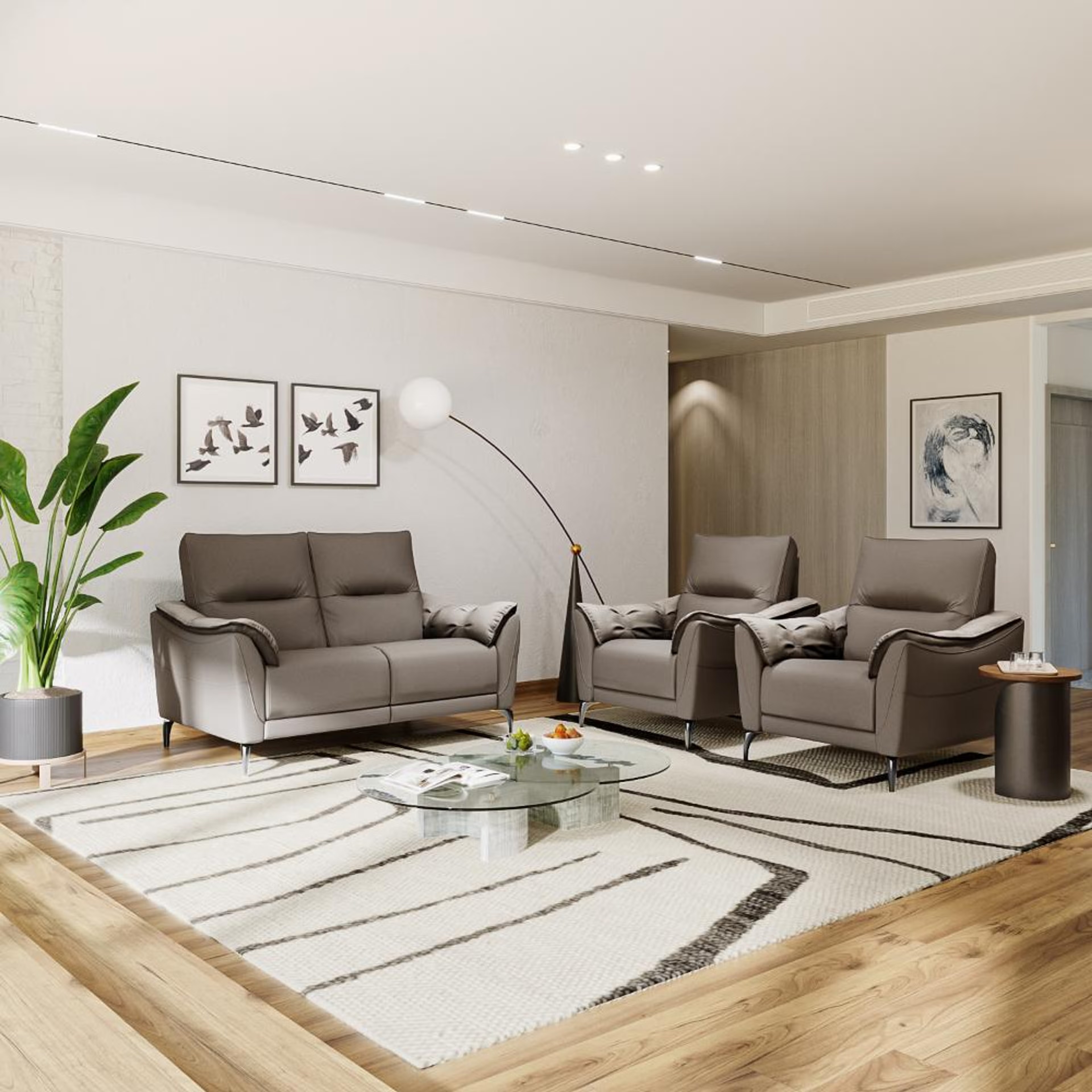 Wakefit Tuvalu without Motion Sofa Set (2+1+1) Seater Regular, Standard, Without Motion, Set (2+1+1), Grey