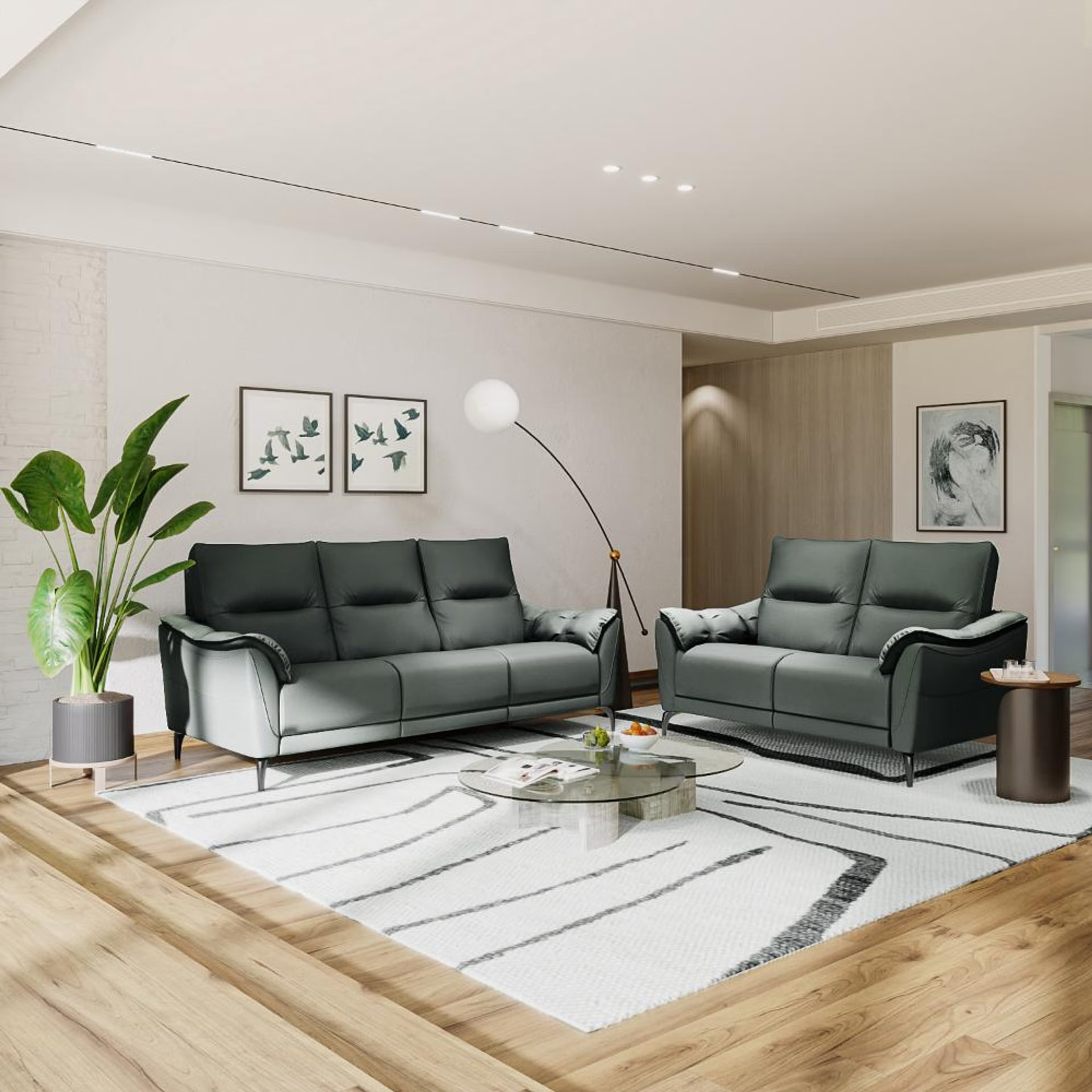 Wakefit Tuvalu without Motion Sofa Set (3+2) Seater Regular, Standard, Without Motion, Set (3+2), Forest Green