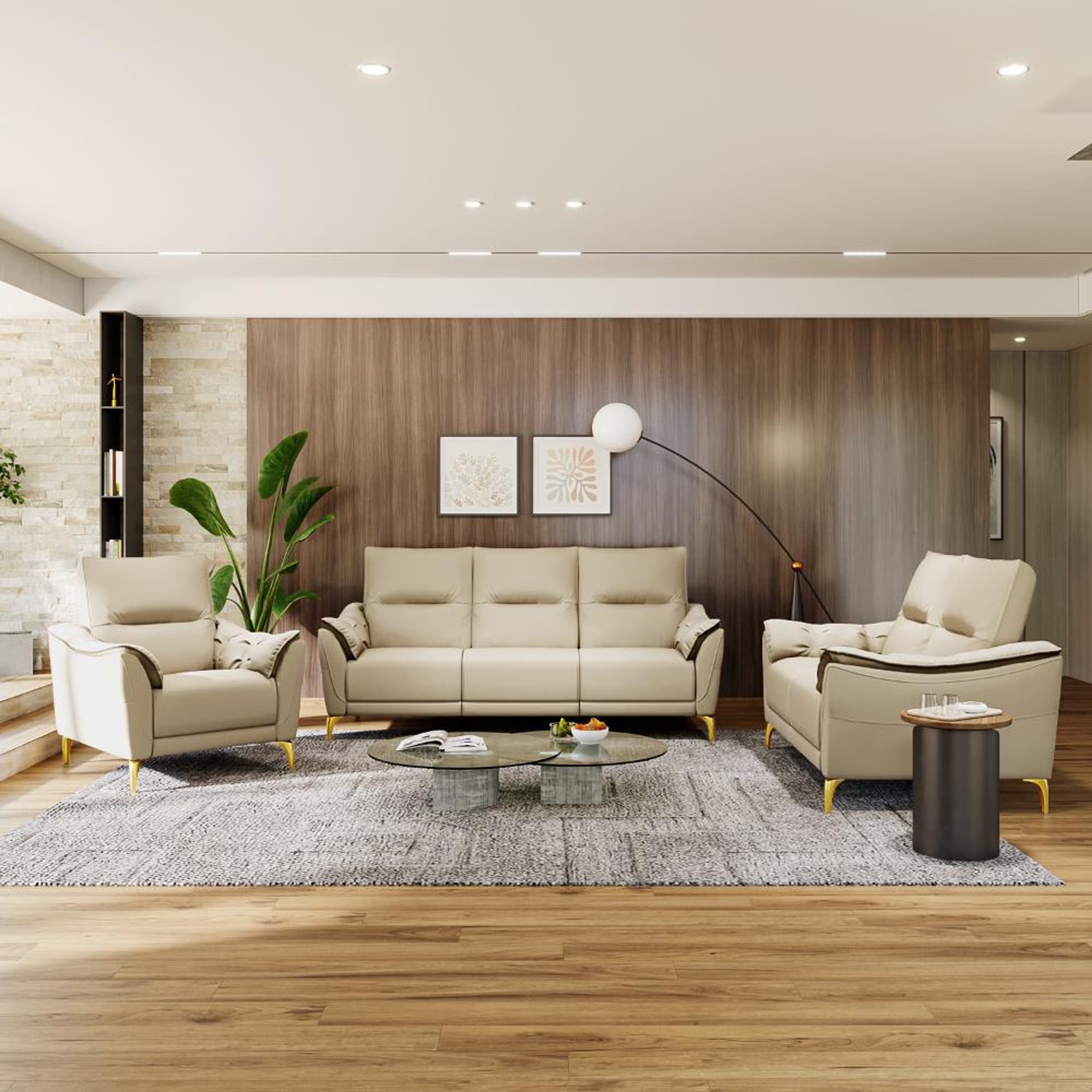 Wakefit Tuvalu without Motion Sofa Set (3+2+1)Seater Regular, Standard, Without Motion, Set (3+2+1), Beige