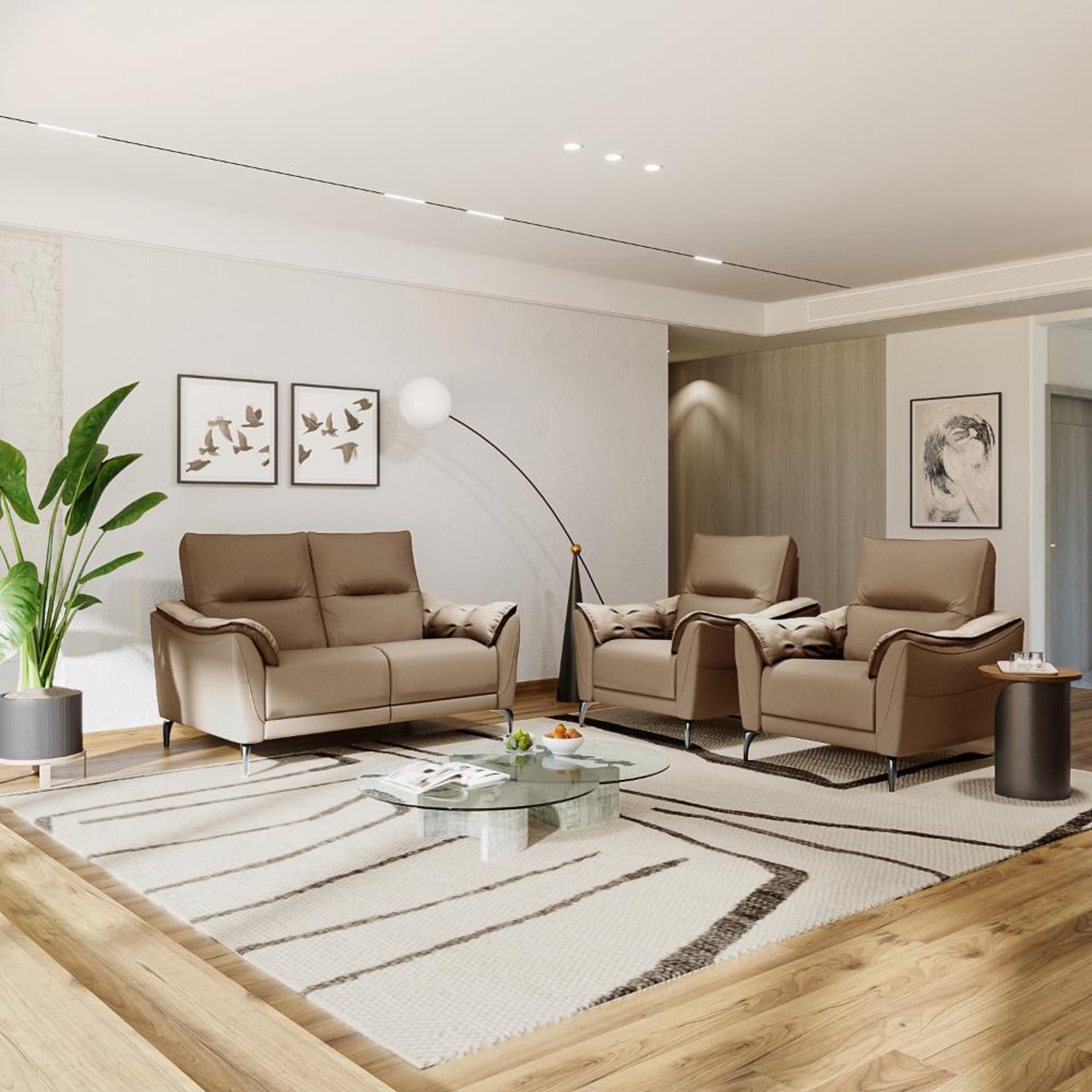 Home 40 Wakefit Tuvalu without Motion Sofa Set (2+1+1) Seater Regular, Standard, Without Motion, Set (2+1+1), Cappuccino
