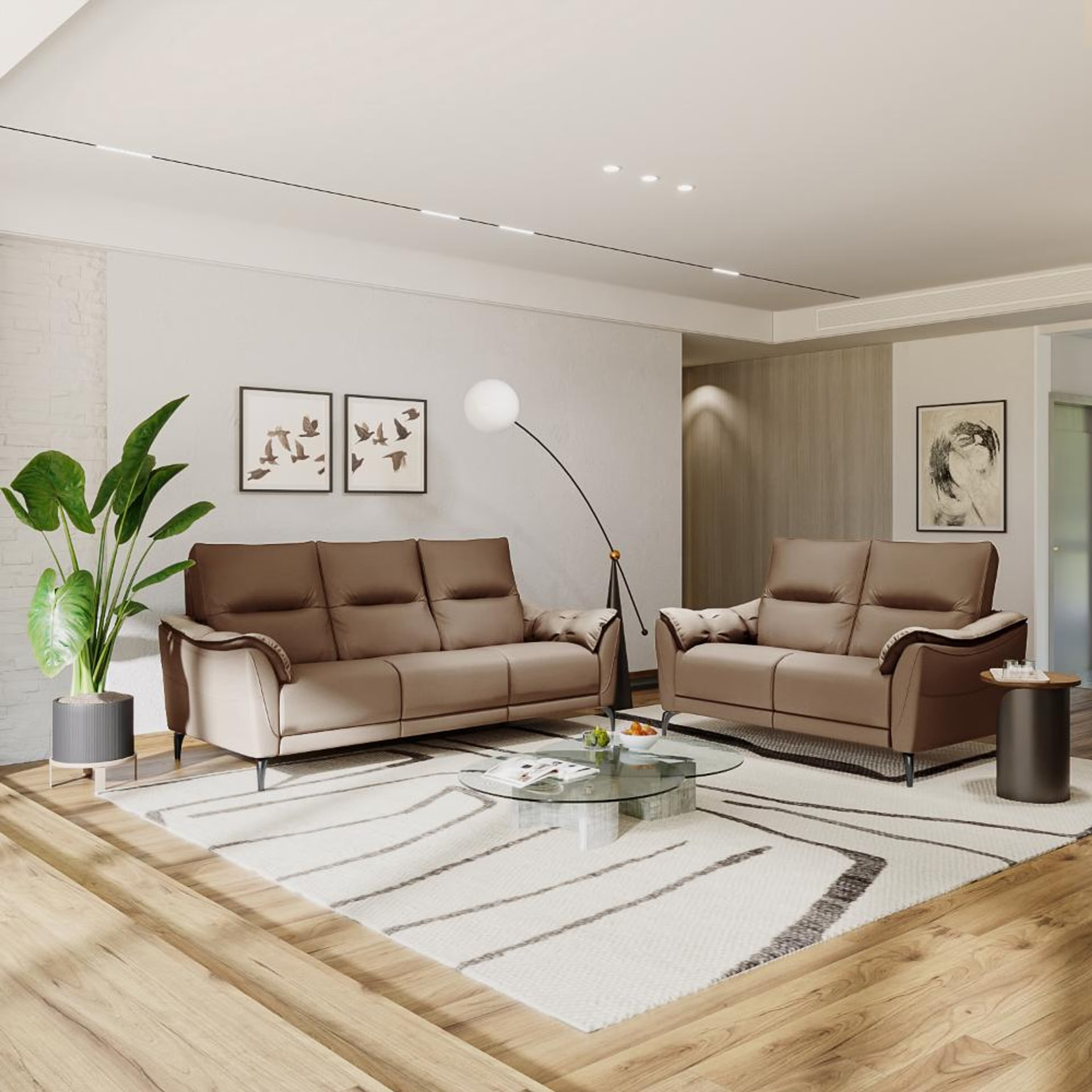Wakefit Tuvalu without Motion Sofa Set (3+2) Seater Regular, Standard, Without Motion, Set (3+2), Cappuccino