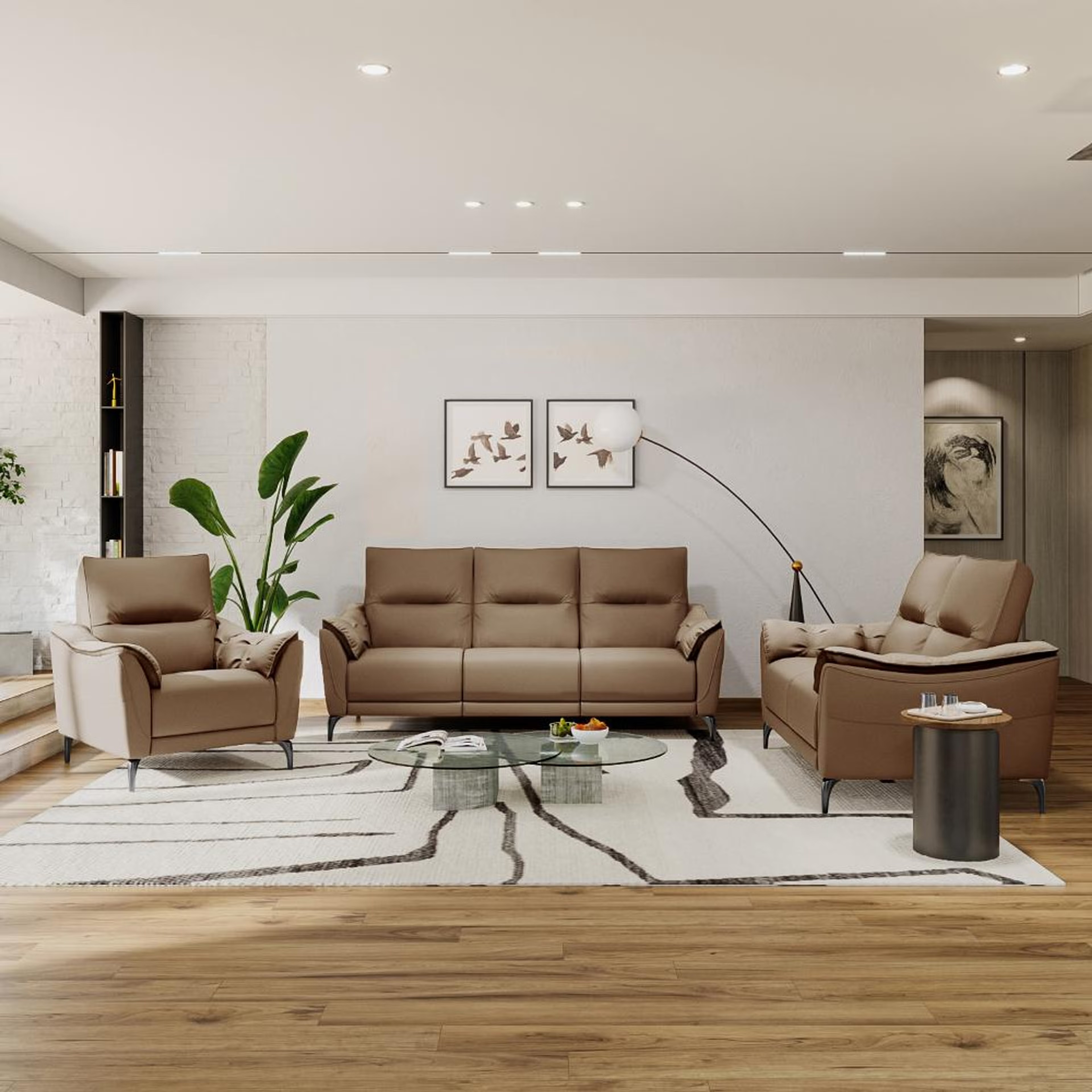 Wakefit Tuvalu without Motion Sofa Set (3+2+1)Seater Regular, Standard, Without Motion, Set (3+2+1), Cappuccino