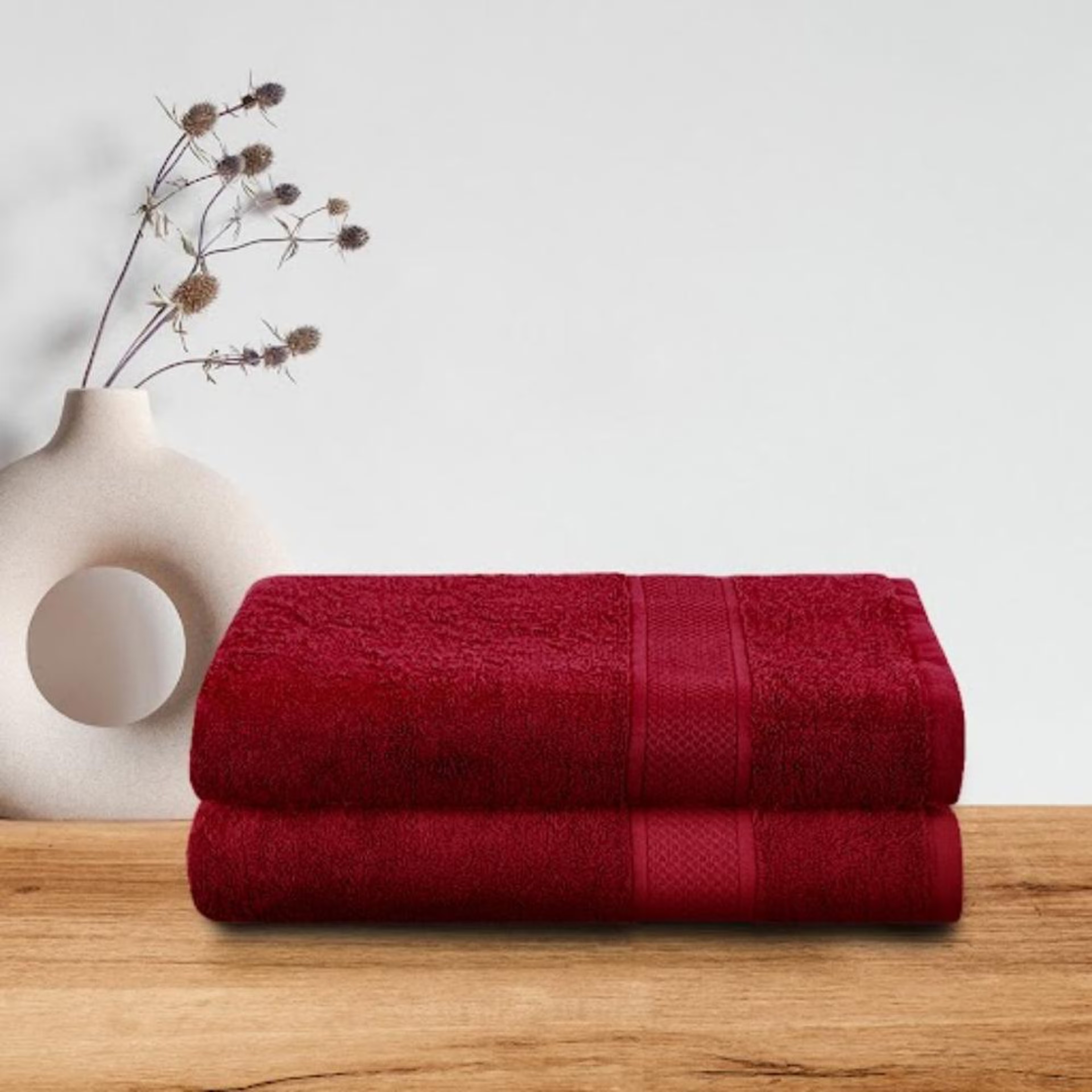 Wakefit Large Bath Towel | 100% Terry Cotton | Set of 2 | 500 GSM | Premium, Super-Soft, Absorbent & Odor Resistant | 55 x 27.5 Inches Bath Towel, Set of 2, Chilli Pepper