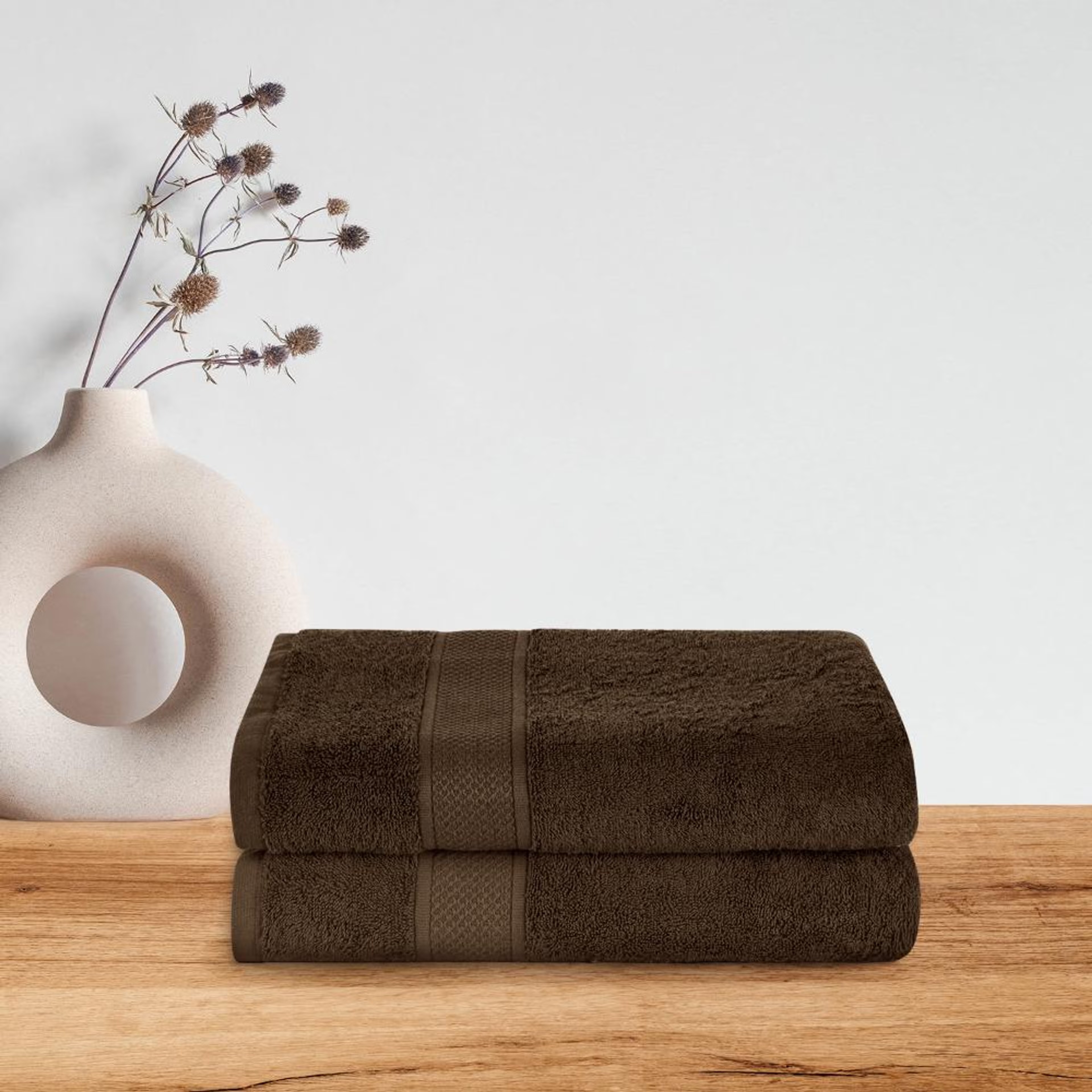 Wakefit Large Bath Towel | 100% Terry Cotton | Set of 2 | 500 GSM | Premium, Super-Soft, Absorbent & Odor Resistant | 55 x 27.5 Inches Bath Towel, Set of 2, Cafe Noir