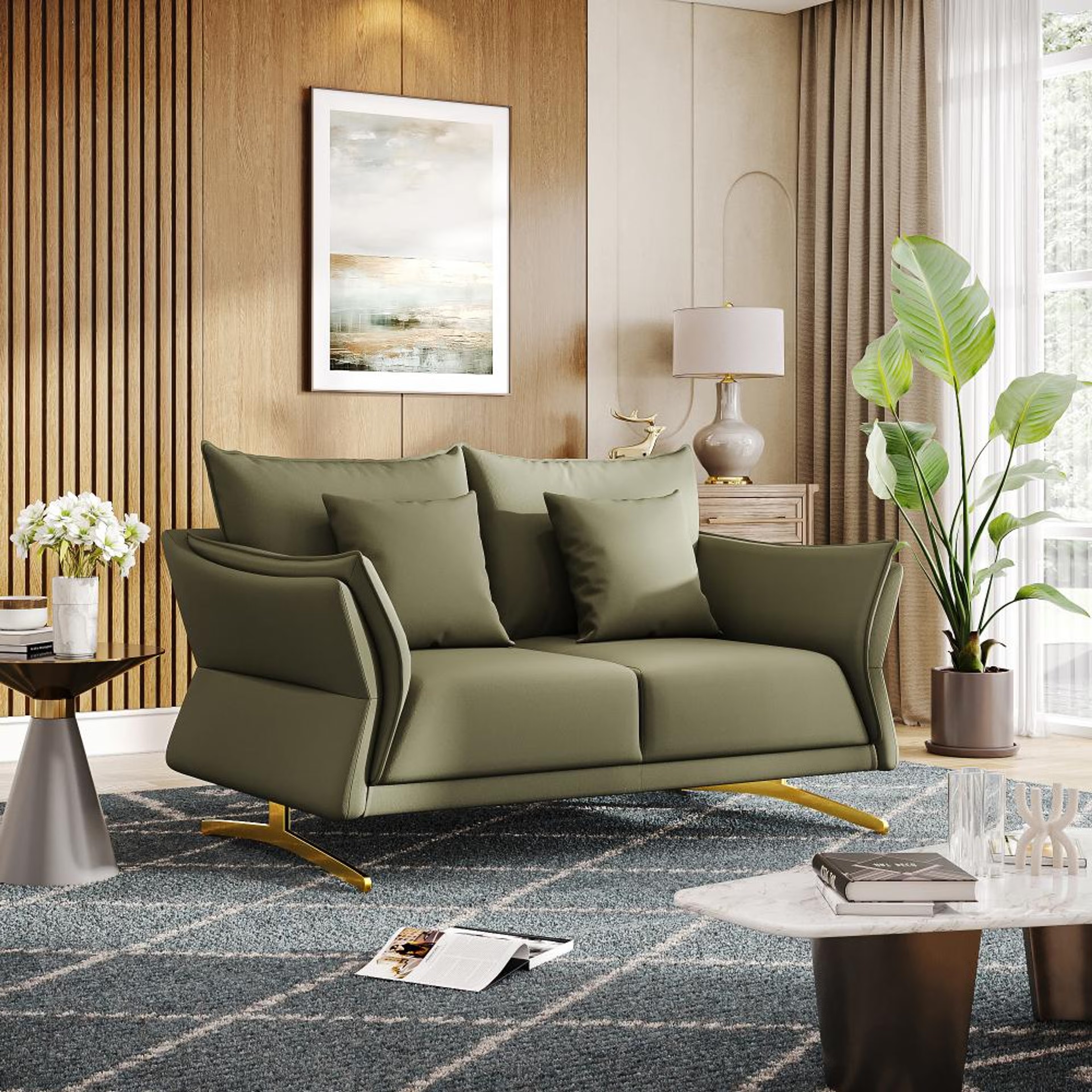 Wakefit Kiribati Sofa - Two Seater Regular, 2 Seater, Green