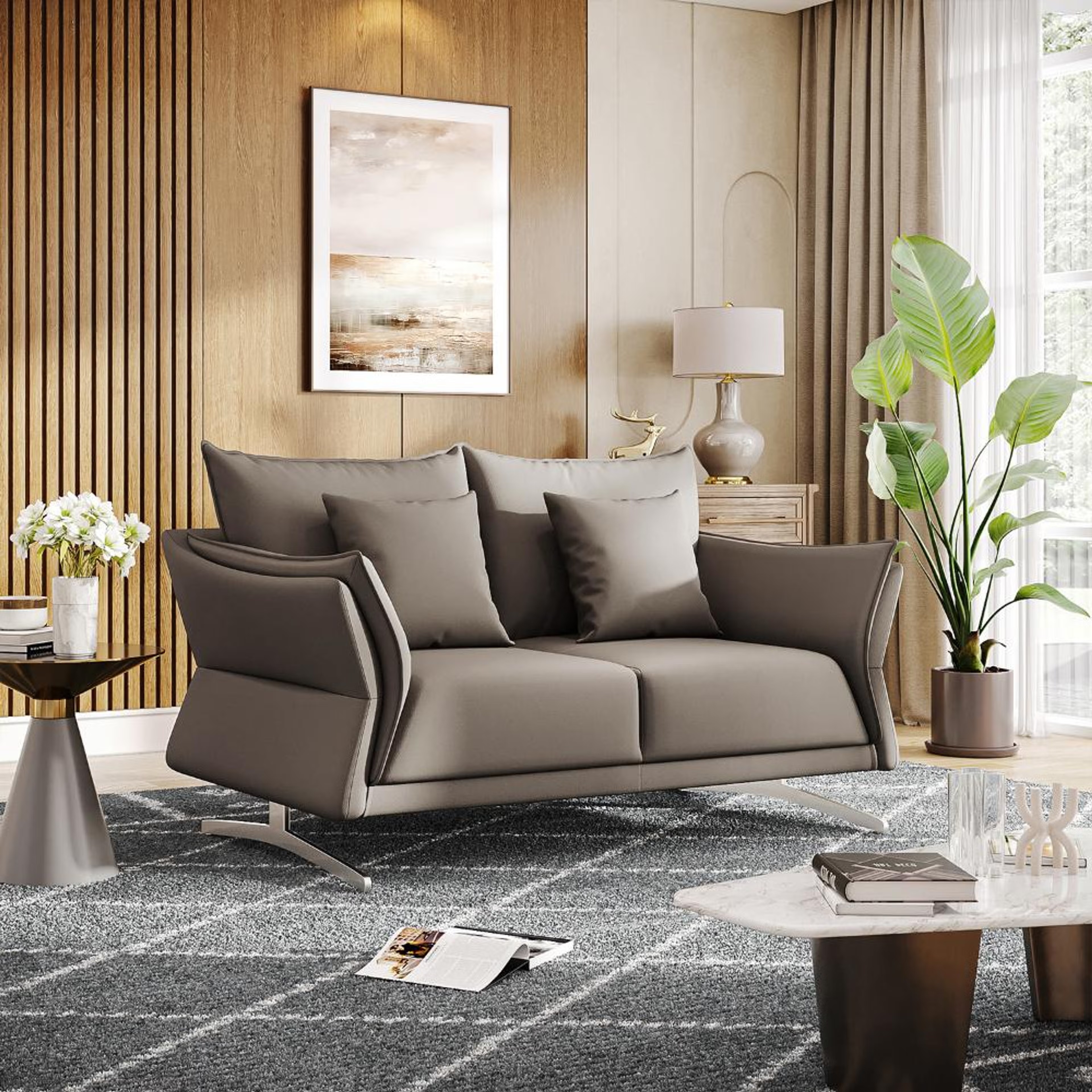 Wakefit Kiribati Sofa - Two Seater Regular, 2 Seater, Grey