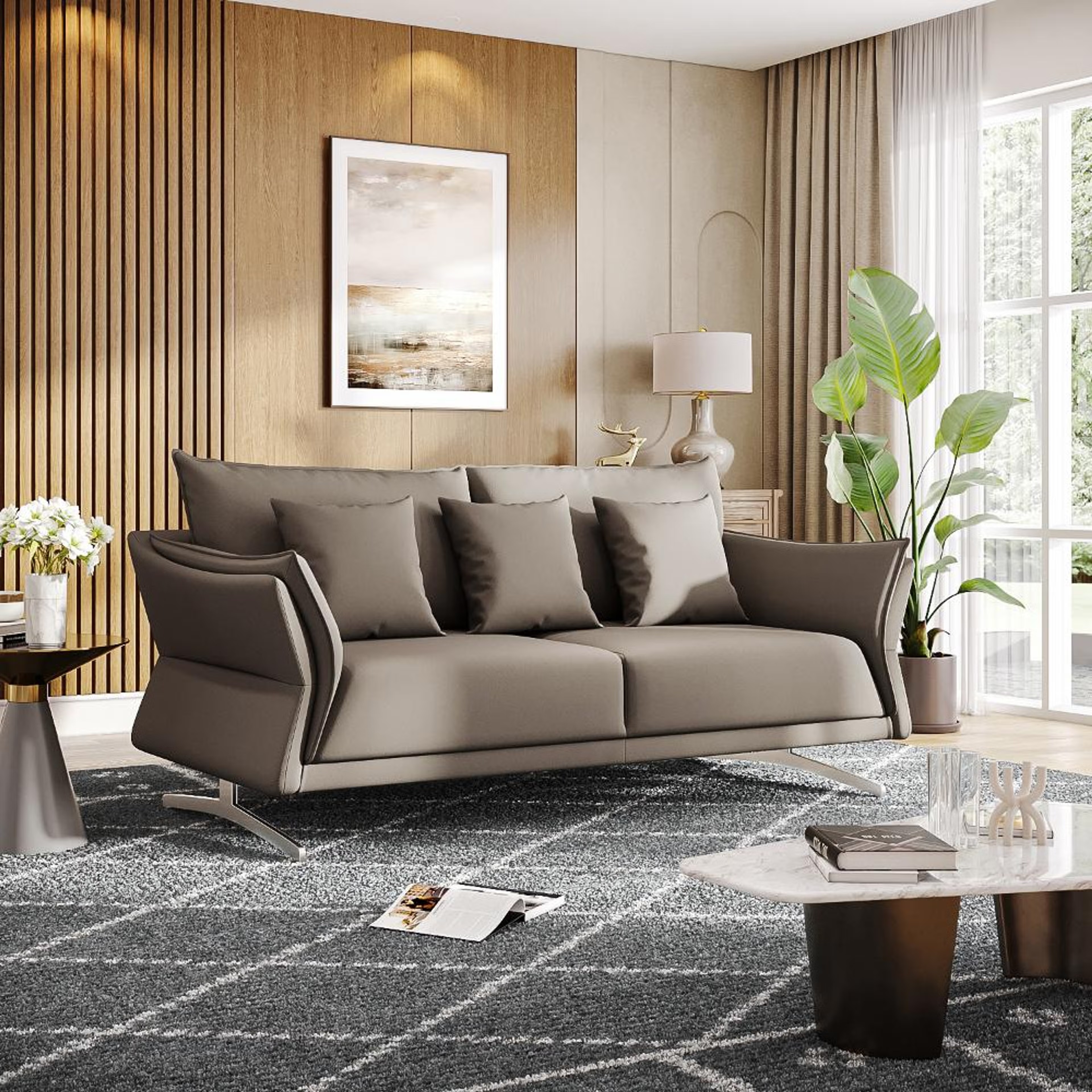 Wakefit Kiribati Sofa - Three Seater Regular, 3 Seater, Grey