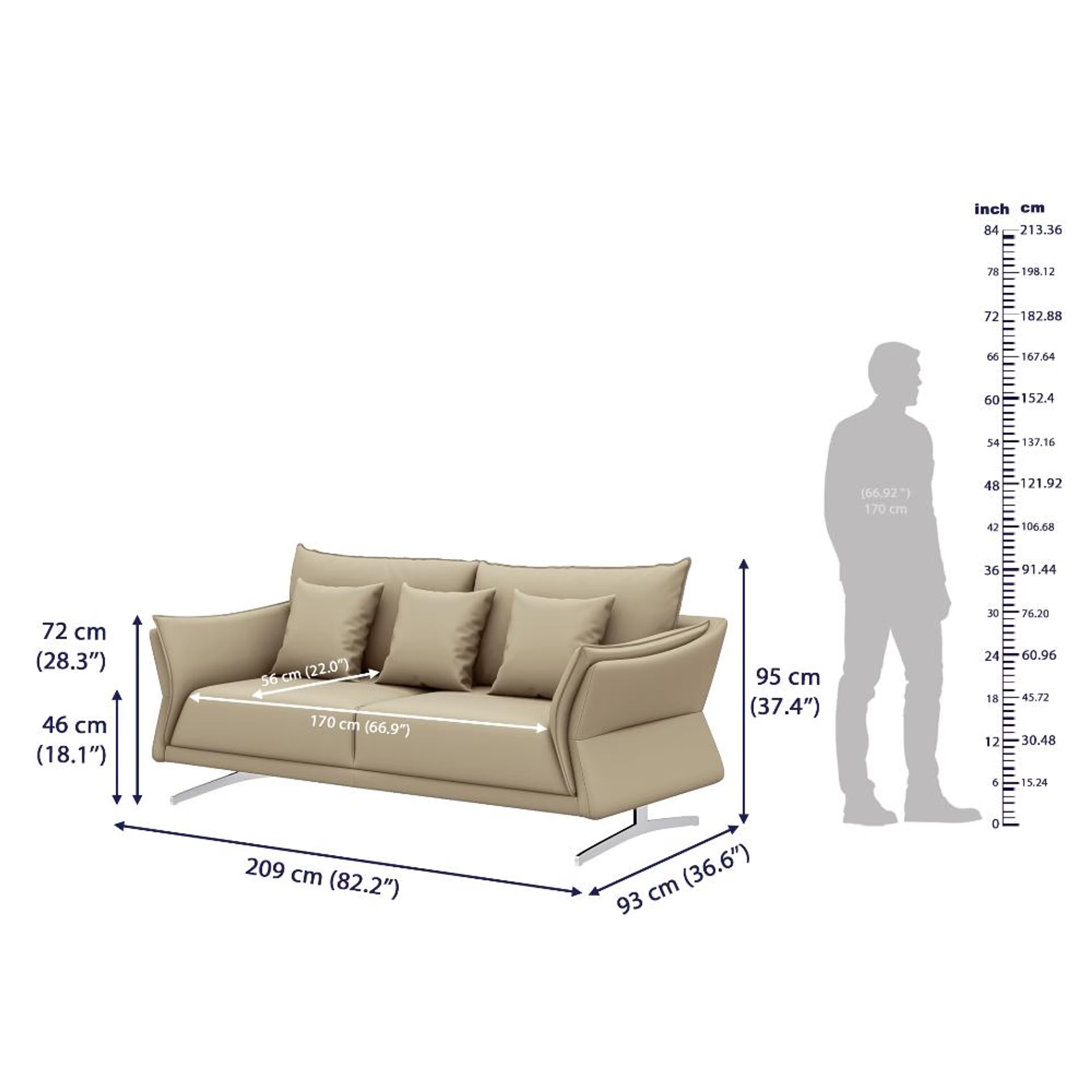Wakefit Kiribati Sofa - Three Seater Regular, 3 Seater, Beige 7 Wakefit Kiribati Sofa - Three Seater Regular, 3 Seater, Beige