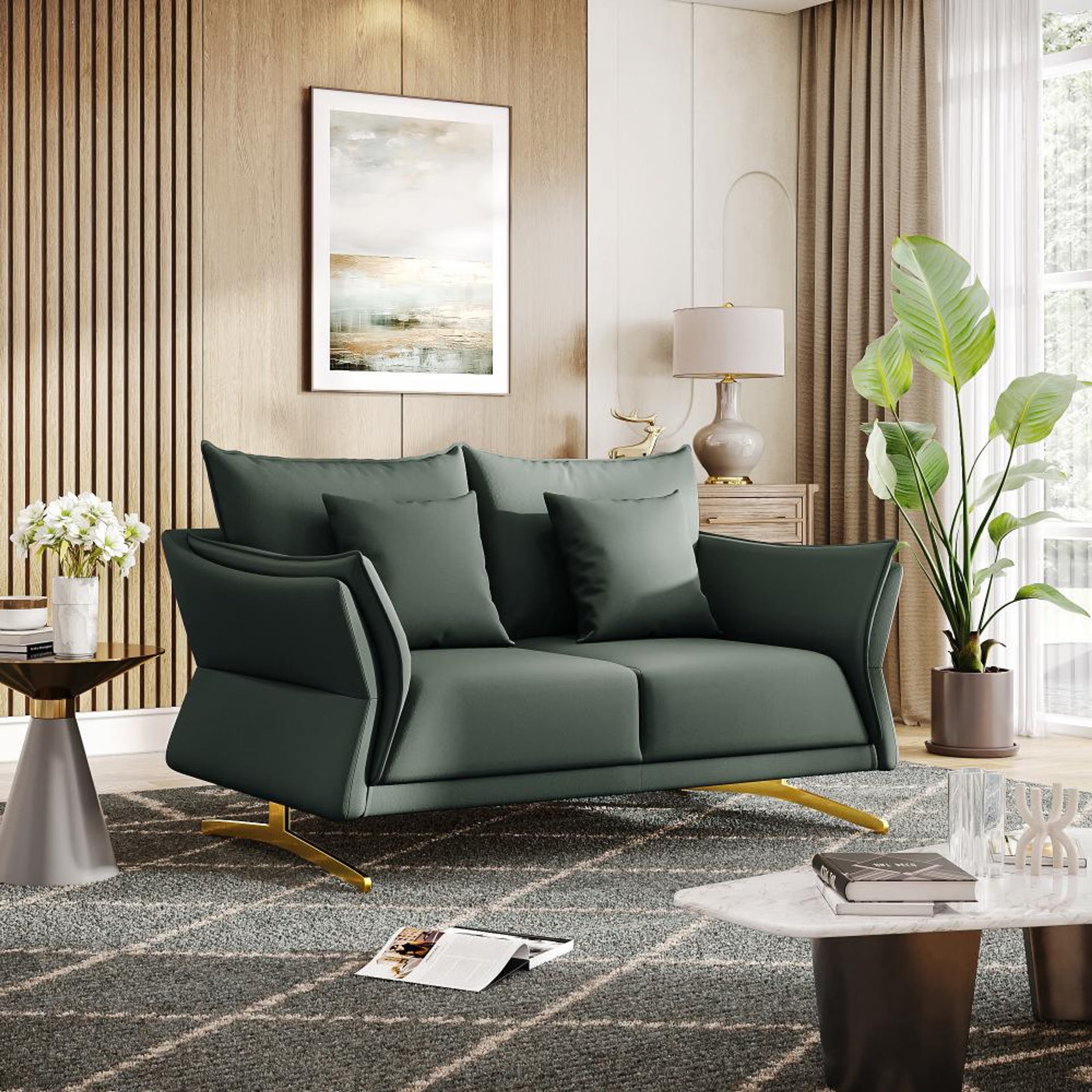 Wakefit Kiribati Sofa - Two Seater Regular, 2 Seater, Forest Green