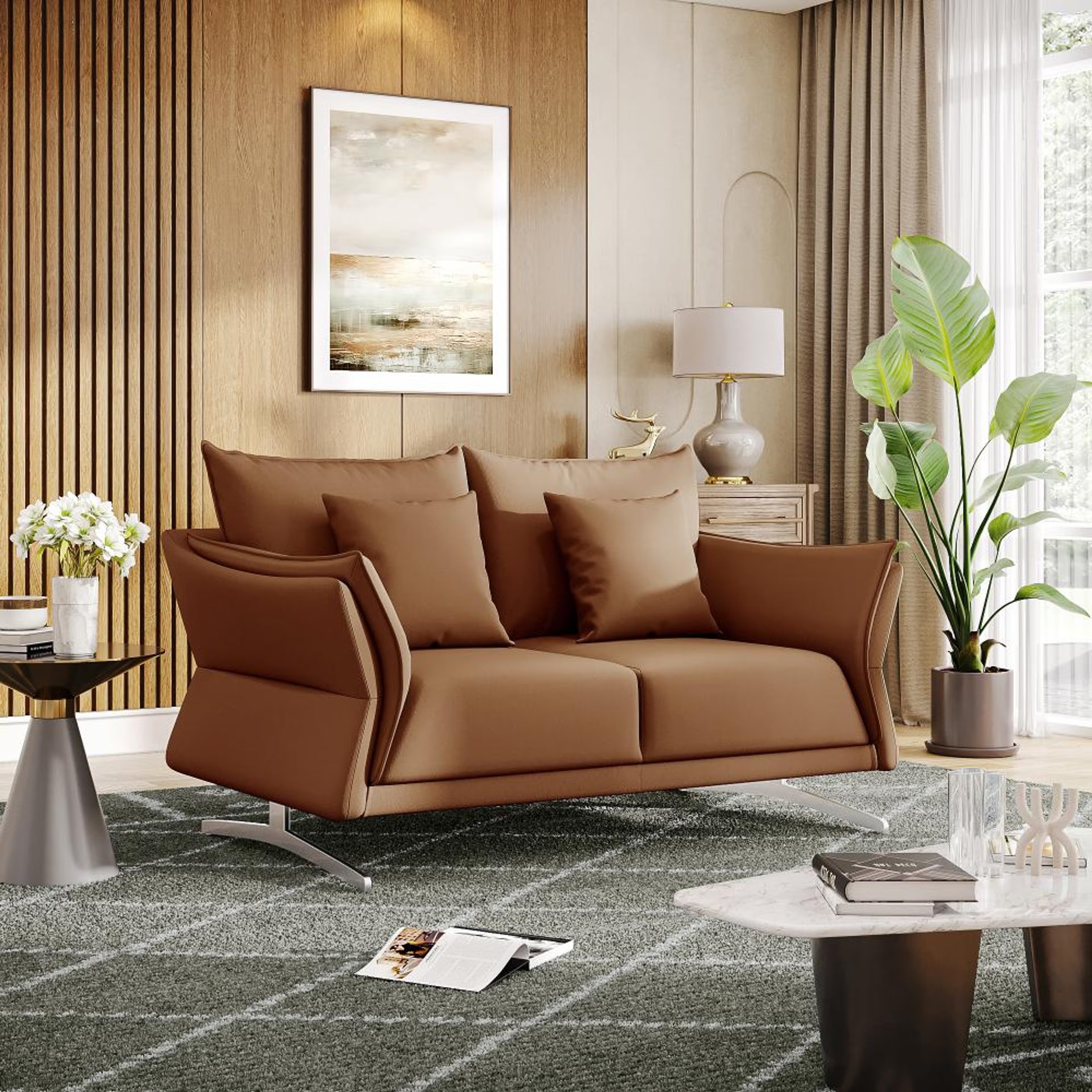 Wakefit Kiribati Sofa - Two Seater Regular, 2 Seater, Brown
