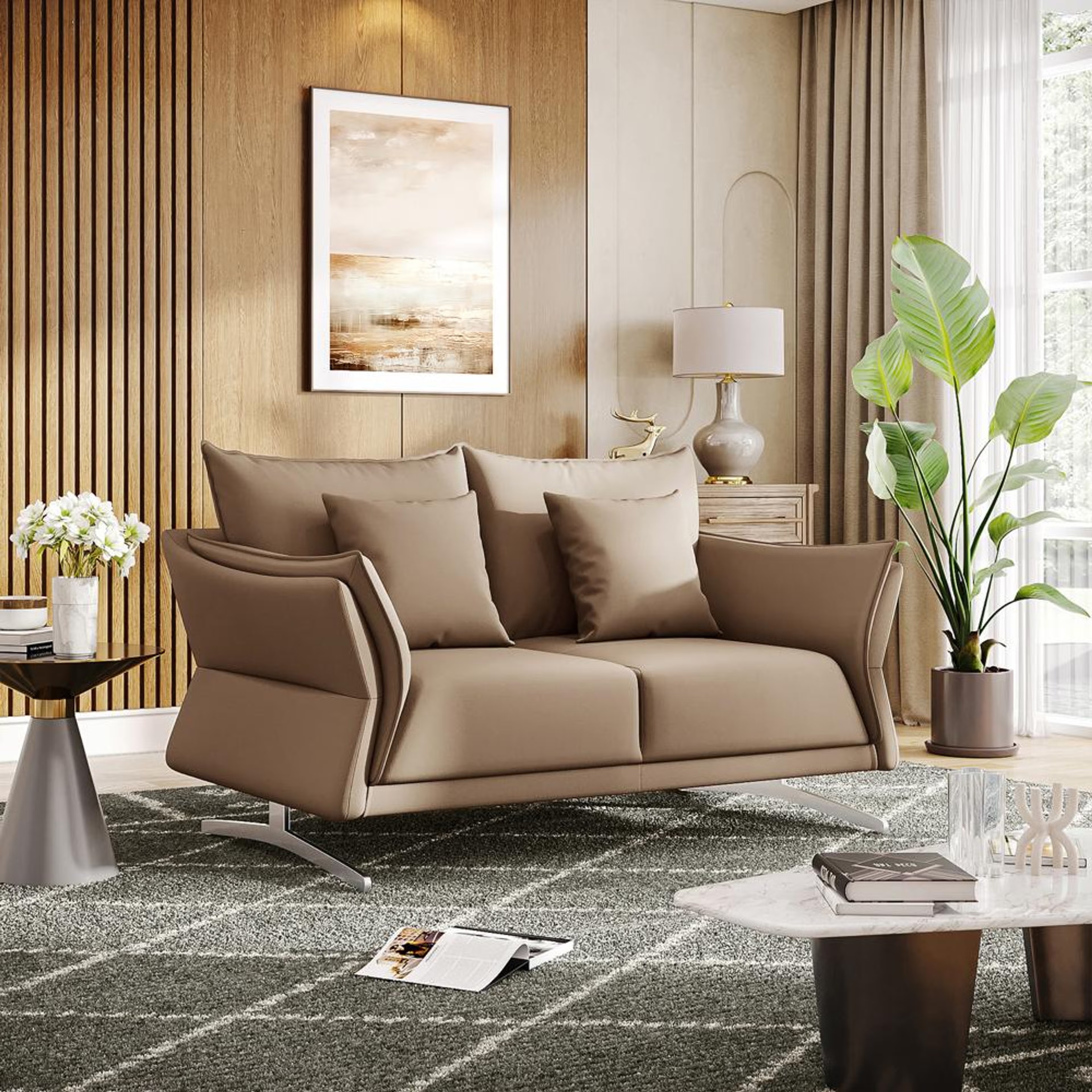 Home 33 Wakefit Kiribati Sofa - Two Seater Regular, 2 Seater, Cappuccino