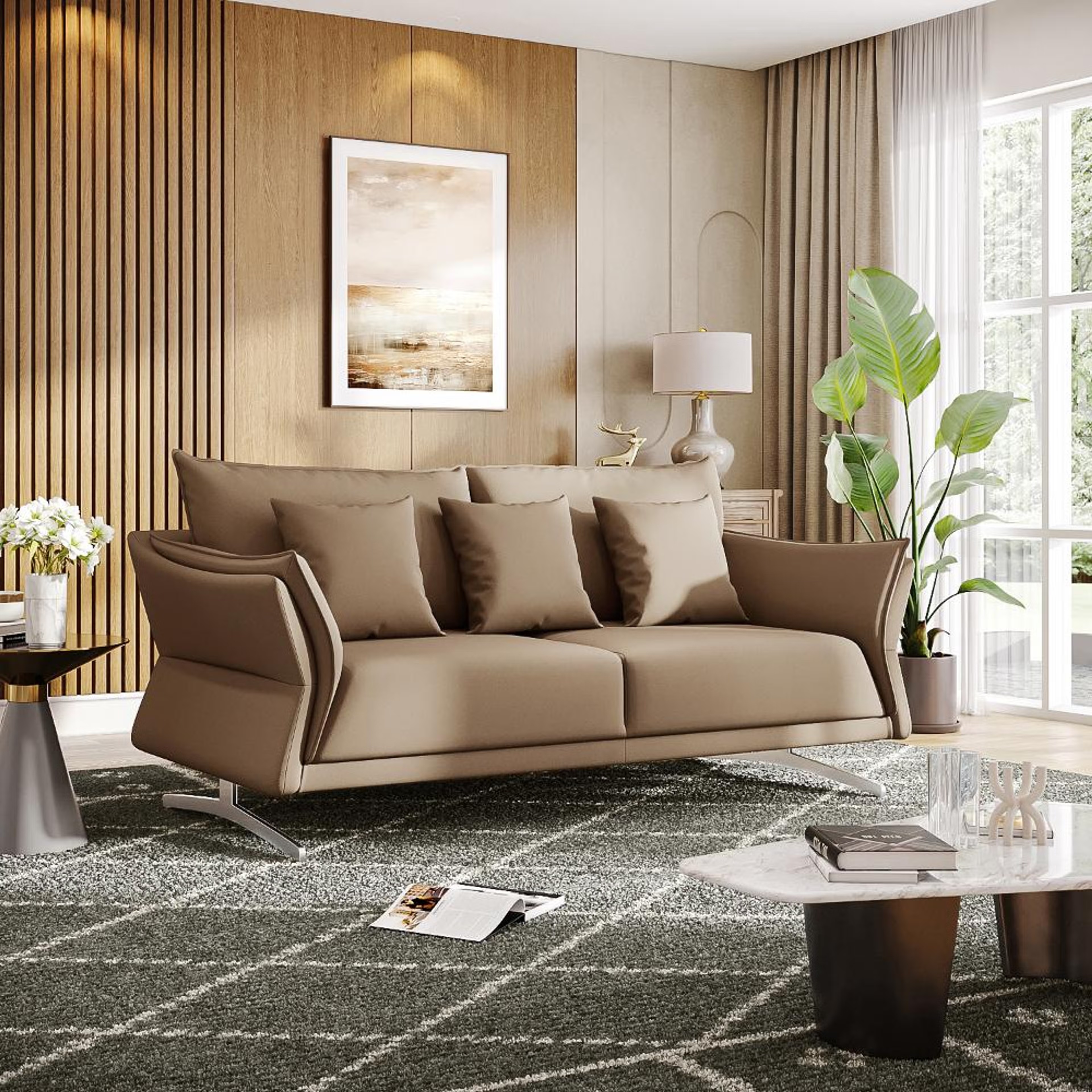 Wakefit Kiribati Sofa - Three Seater Regular, 3 Seater, Cappuccino