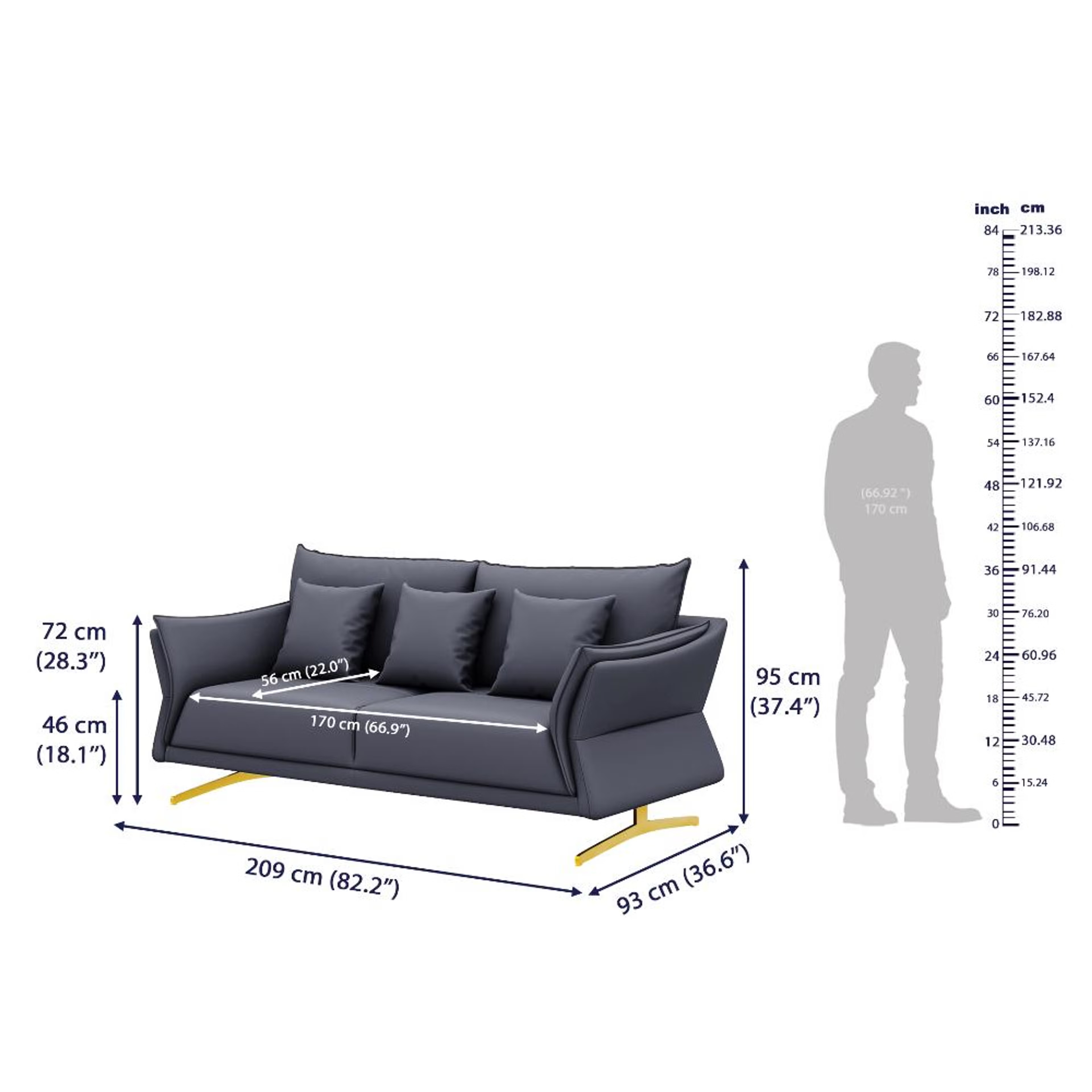 Wakefit Kiribati Sofa Set (3+2) Seater Regular, Set (3+2), Blue 8 Wakefit Kiribati Sofa Set (3+2) Seater Regular, Set (3+2), Blue